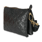 Louis Vuitton Louis Vuitton Black Monogram Embossed Puffy Lambskin Coussin PM