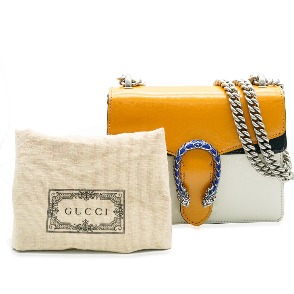 Gucci Yellow Beige Navy Tricolour Leather Mini Dionysus