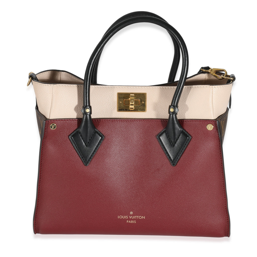 Louis Vuitton Louis Vuitton Bordeaux Calfskin Monogram Canvas On My Side MM
