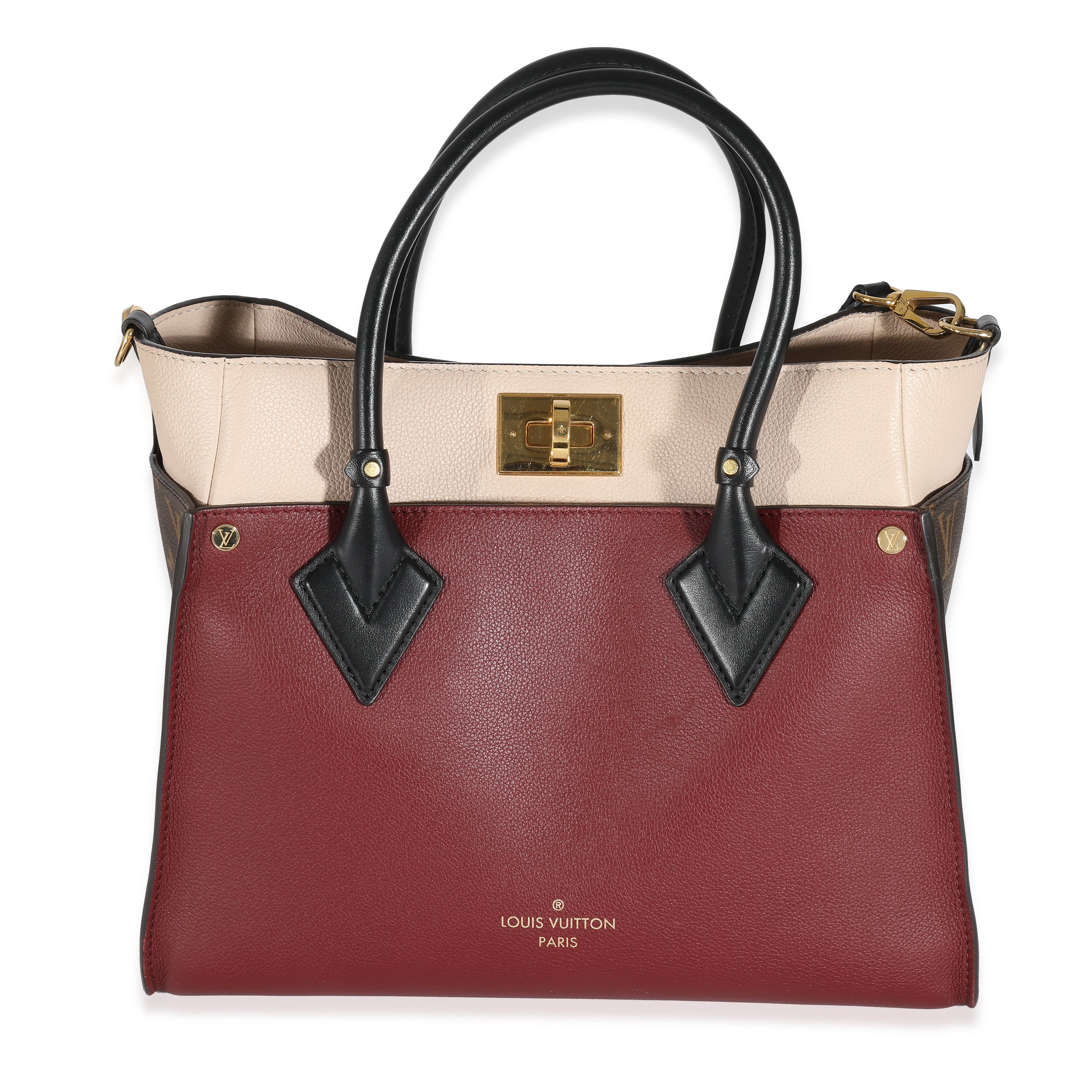 Louis Vuitton Louis Vuitton Bordeaux Calfskin Monogram Canvas On My Side MM