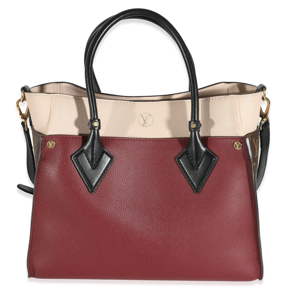 Louis Vuitton Louis Vuitton Bordeaux Calfskin Monogram Canvas On My Side MM
