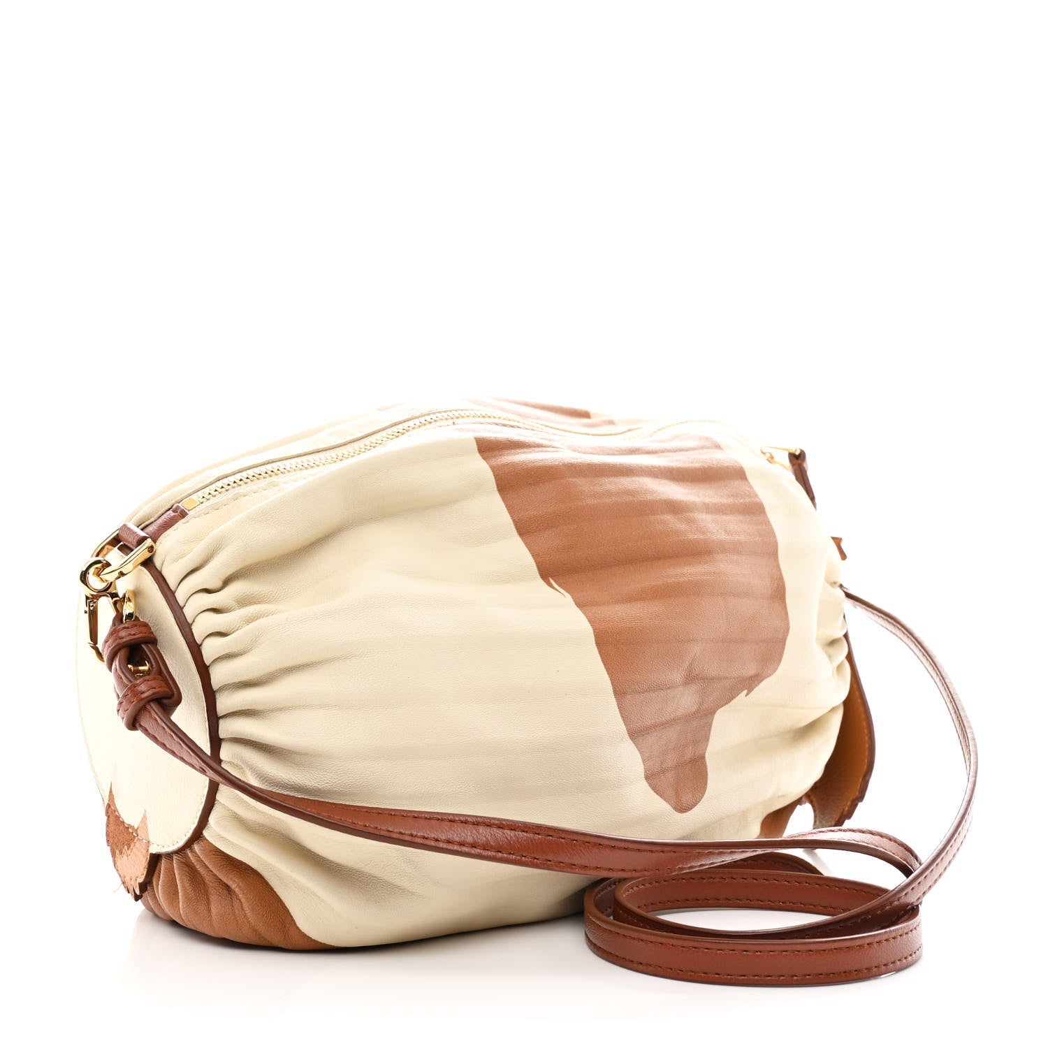 Loewe X HOWLS MOVING CASTLE Lambskin Pleated Heen Bracelet Pouch Shoulder Bag Rust