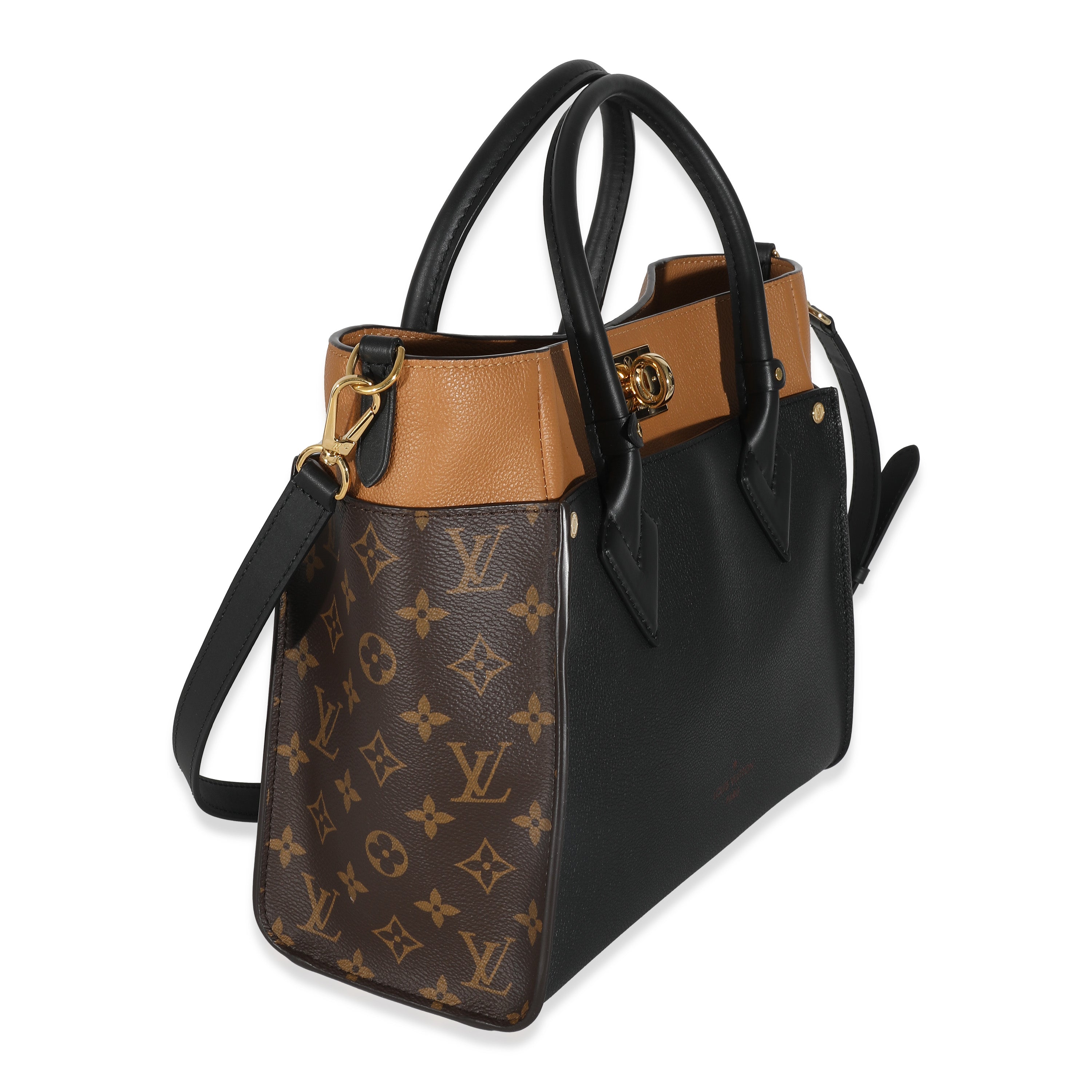 Louis Vuitton Louis Vuitton Black Twist Calfskin Monogram Canvas On My Side MM