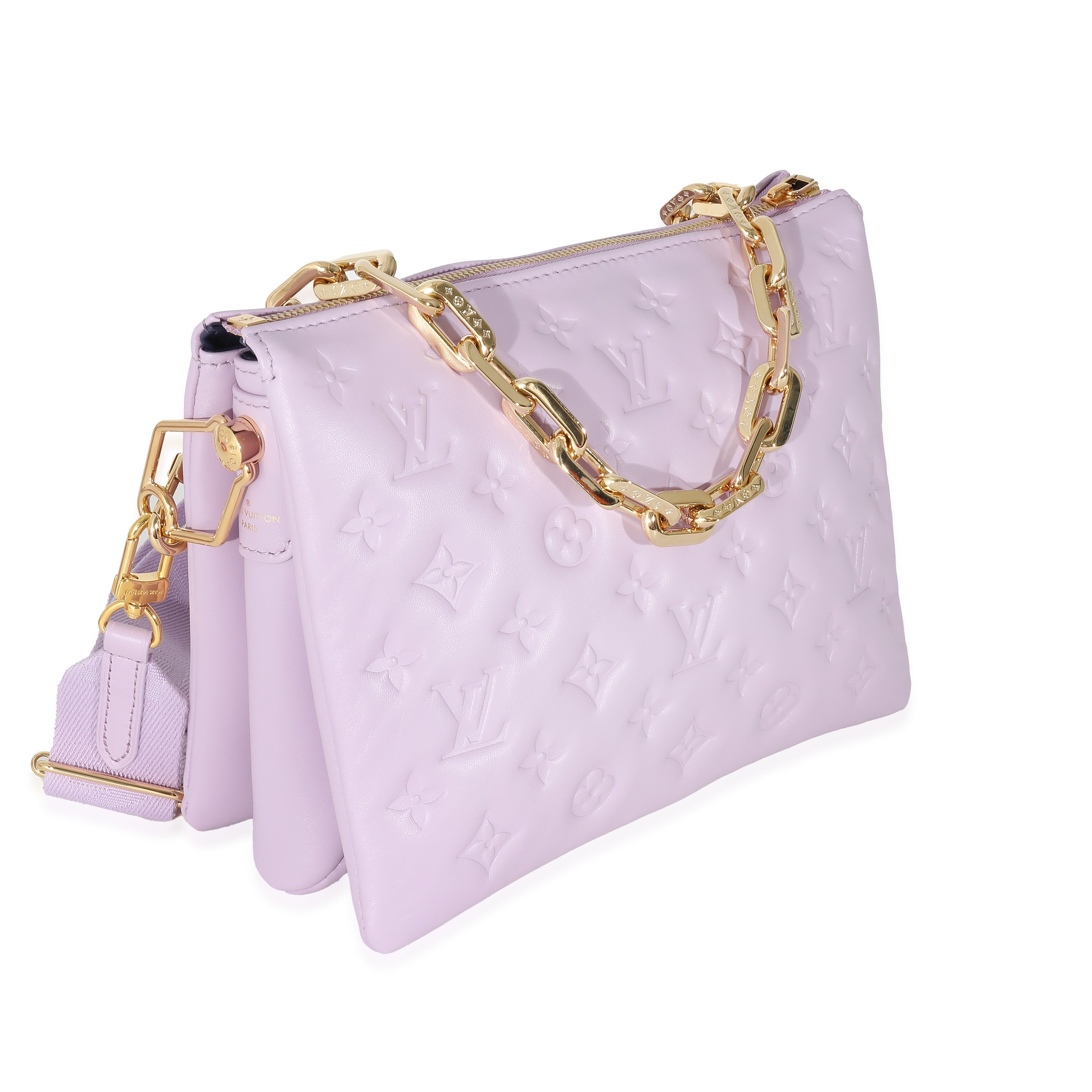 Louis Vuitton Louis Vuitton Purple Monogram Embossed Lambskin Coussin PM