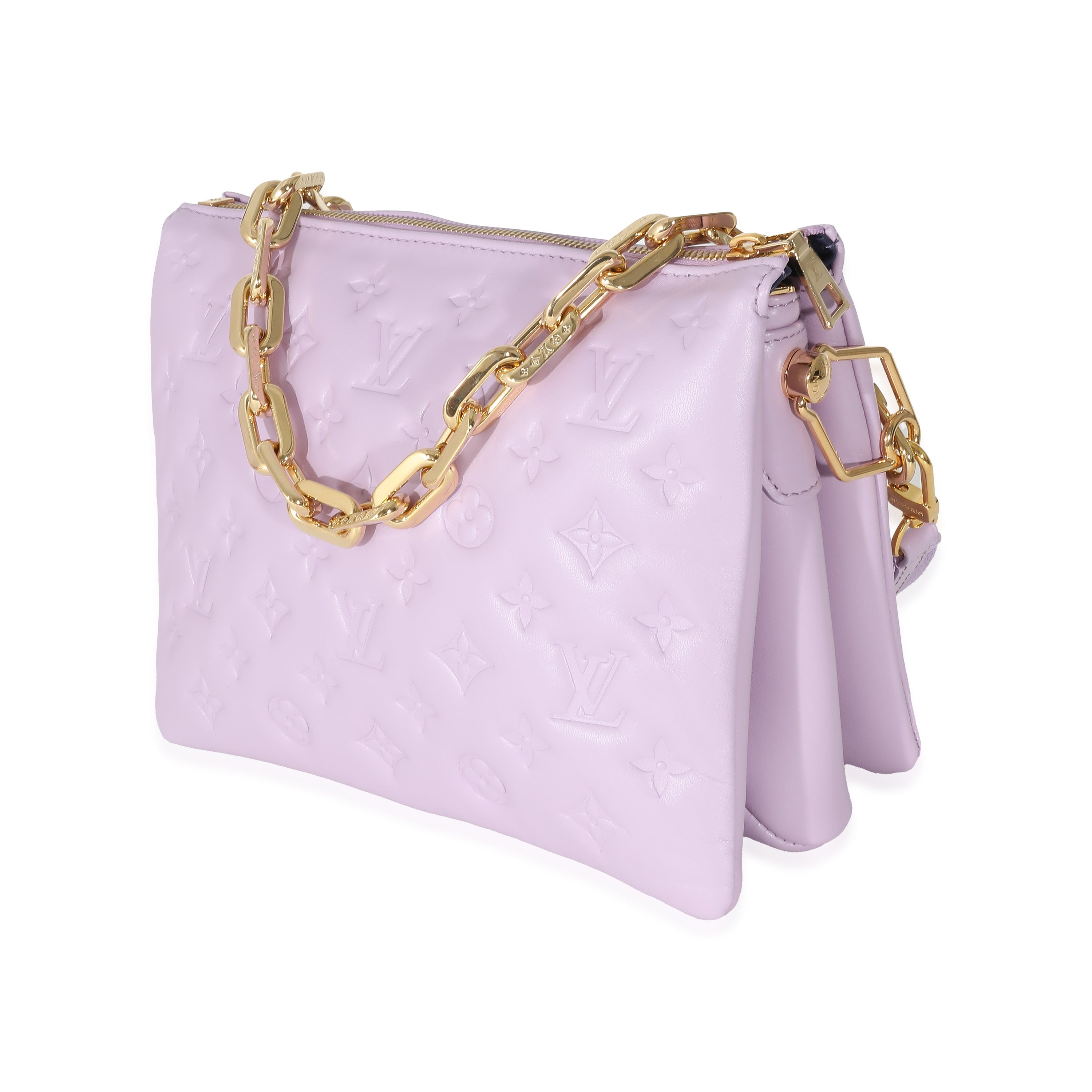 Louis Vuitton Louis Vuitton Purple Monogram Embossed Lambskin Coussin PM