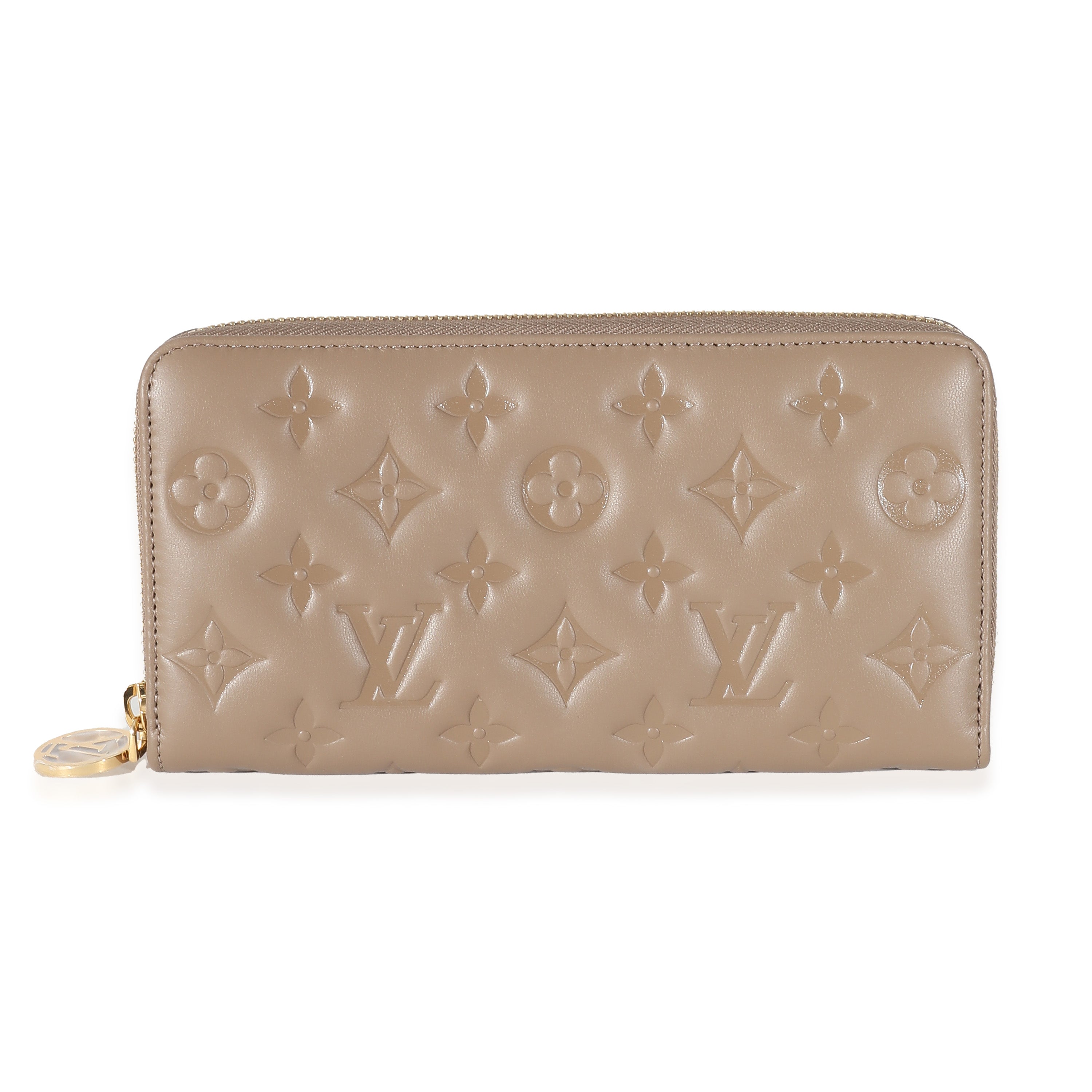 Louis Vuitton Louis Vuitton Taupe Monogram Embossed Lambskin Coussin Zippy Wallet