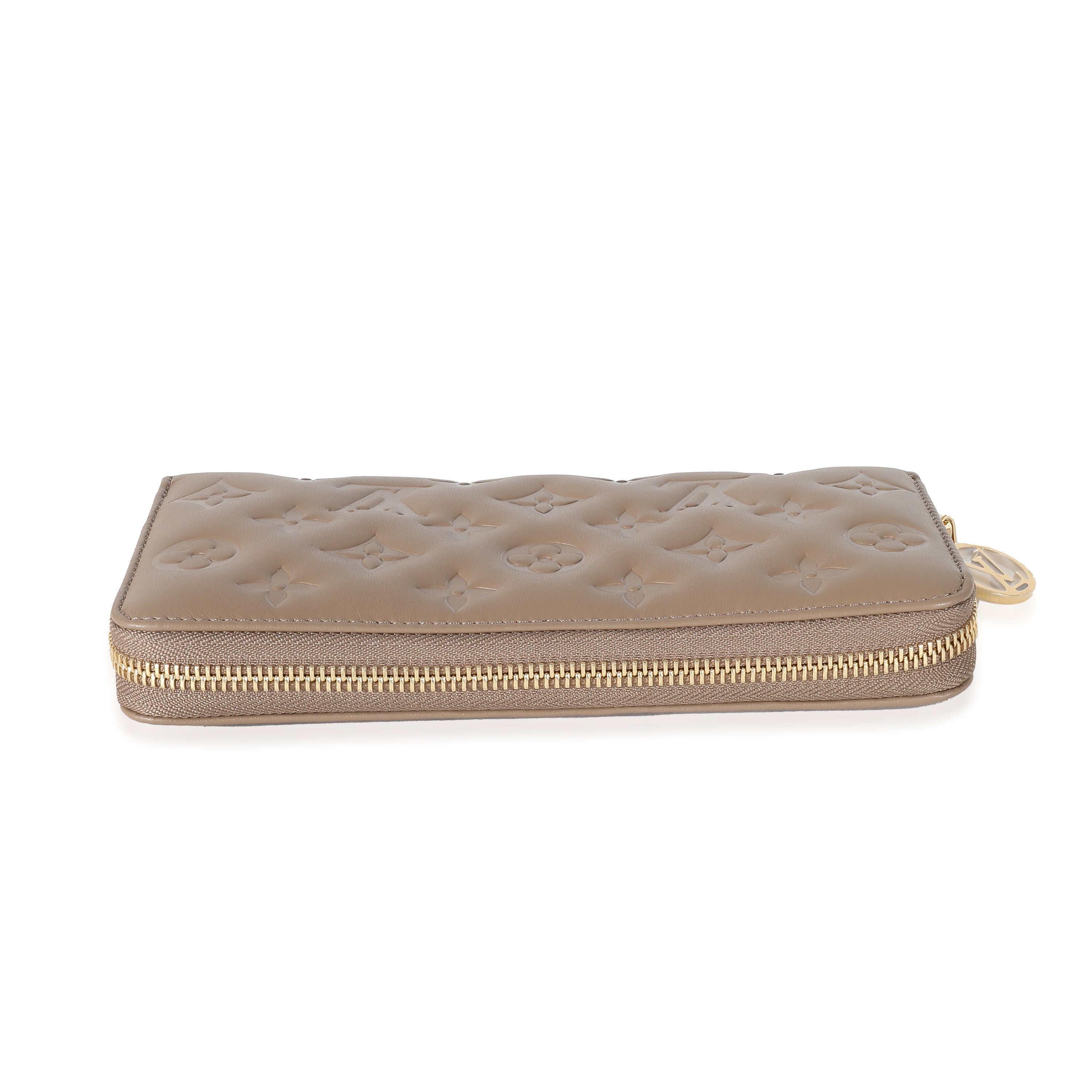Louis Vuitton Louis Vuitton Taupe Monogram Embossed Lambskin Coussin Zippy Wallet