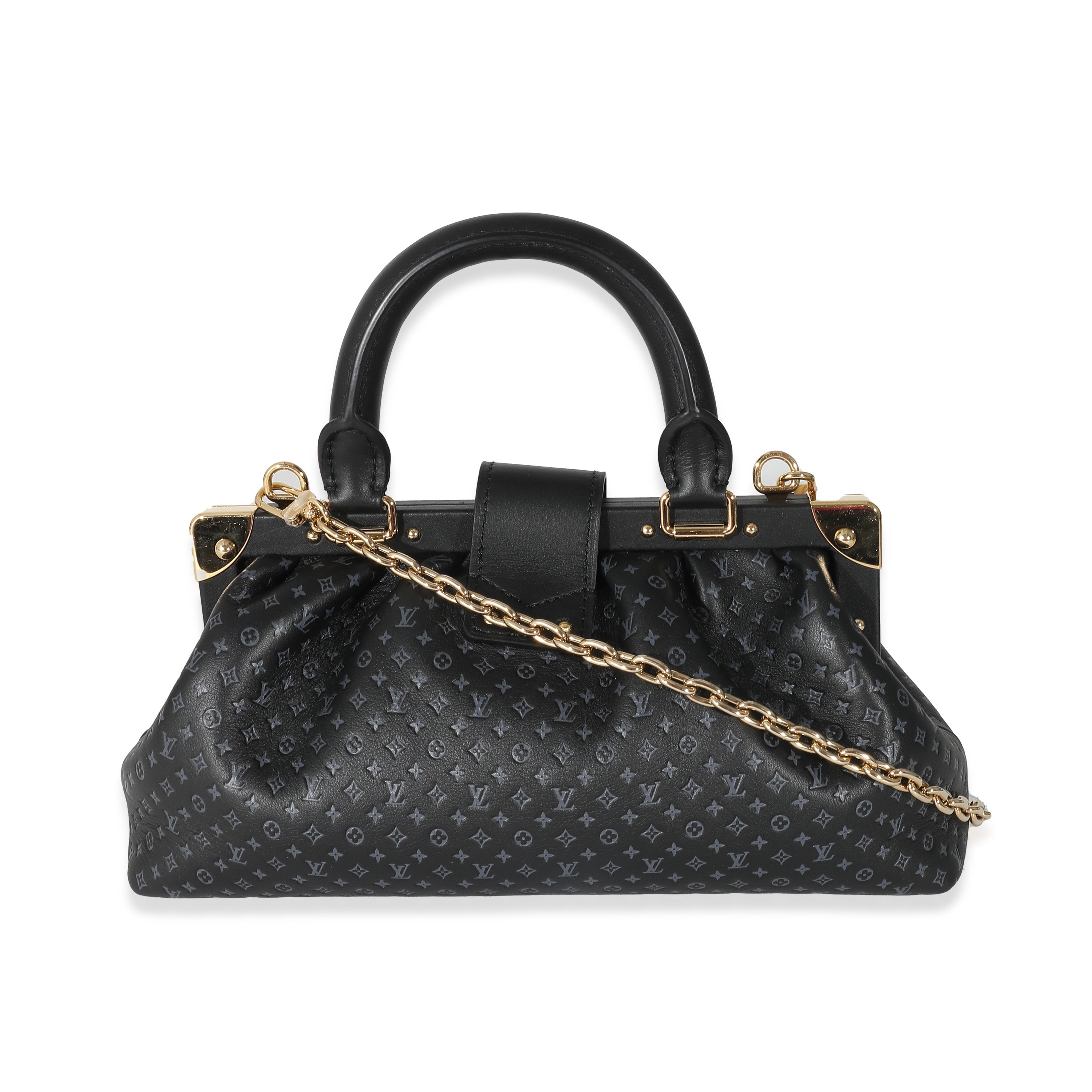 Louis Vuitton Louis Vuitton Black Monogram Embossed Calfskin Nanogram Clutch