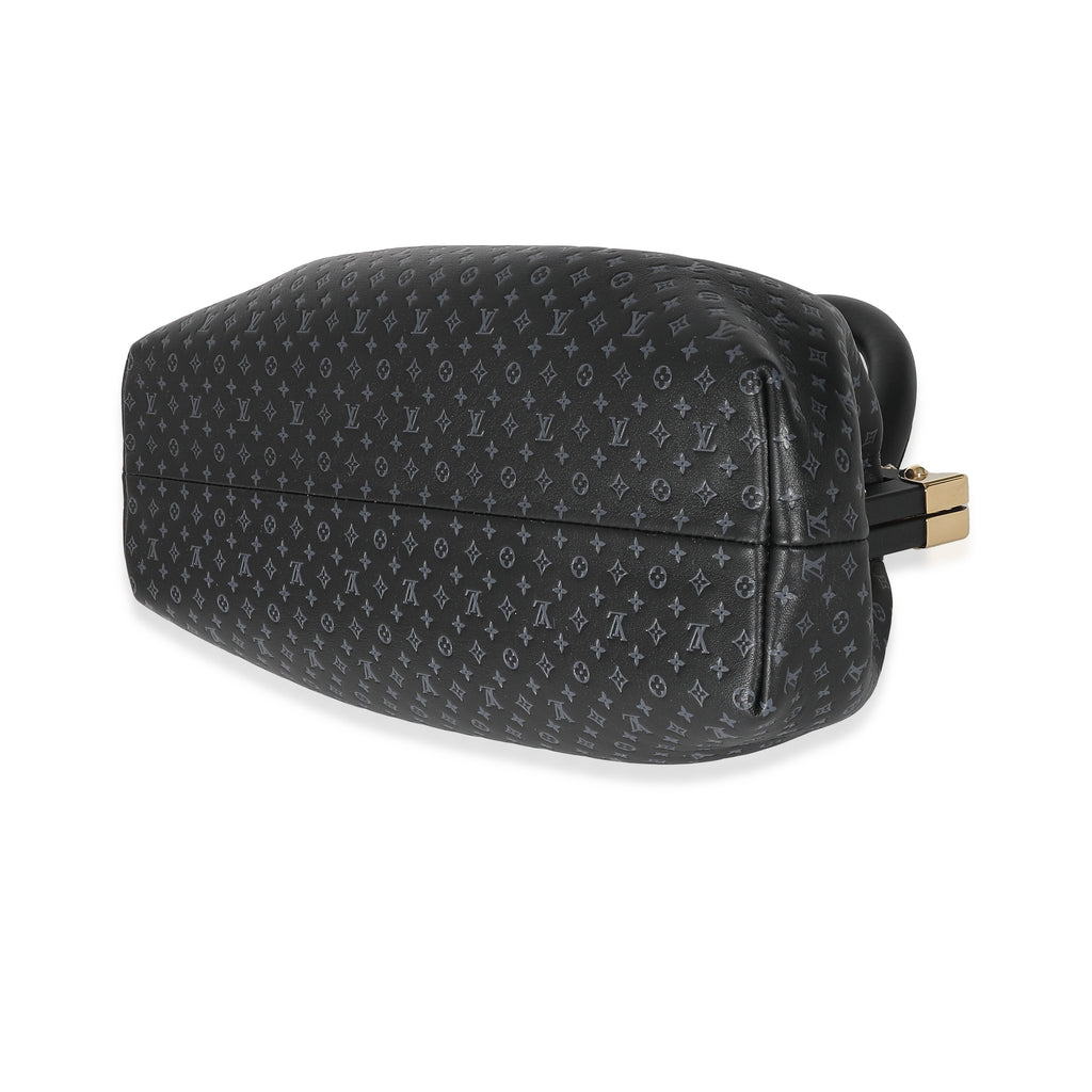 Louis Vuitton Louis Vuitton Black Monogram Embossed Calfskin Nanogram Clutch
