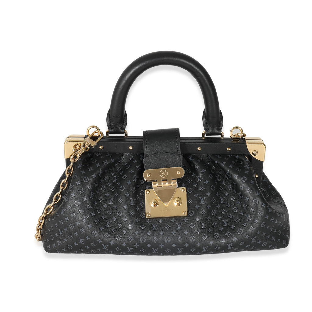 Louis Vuitton Louis Vuitton Black Monogram Embossed Calfskin Nanogram Clutch
