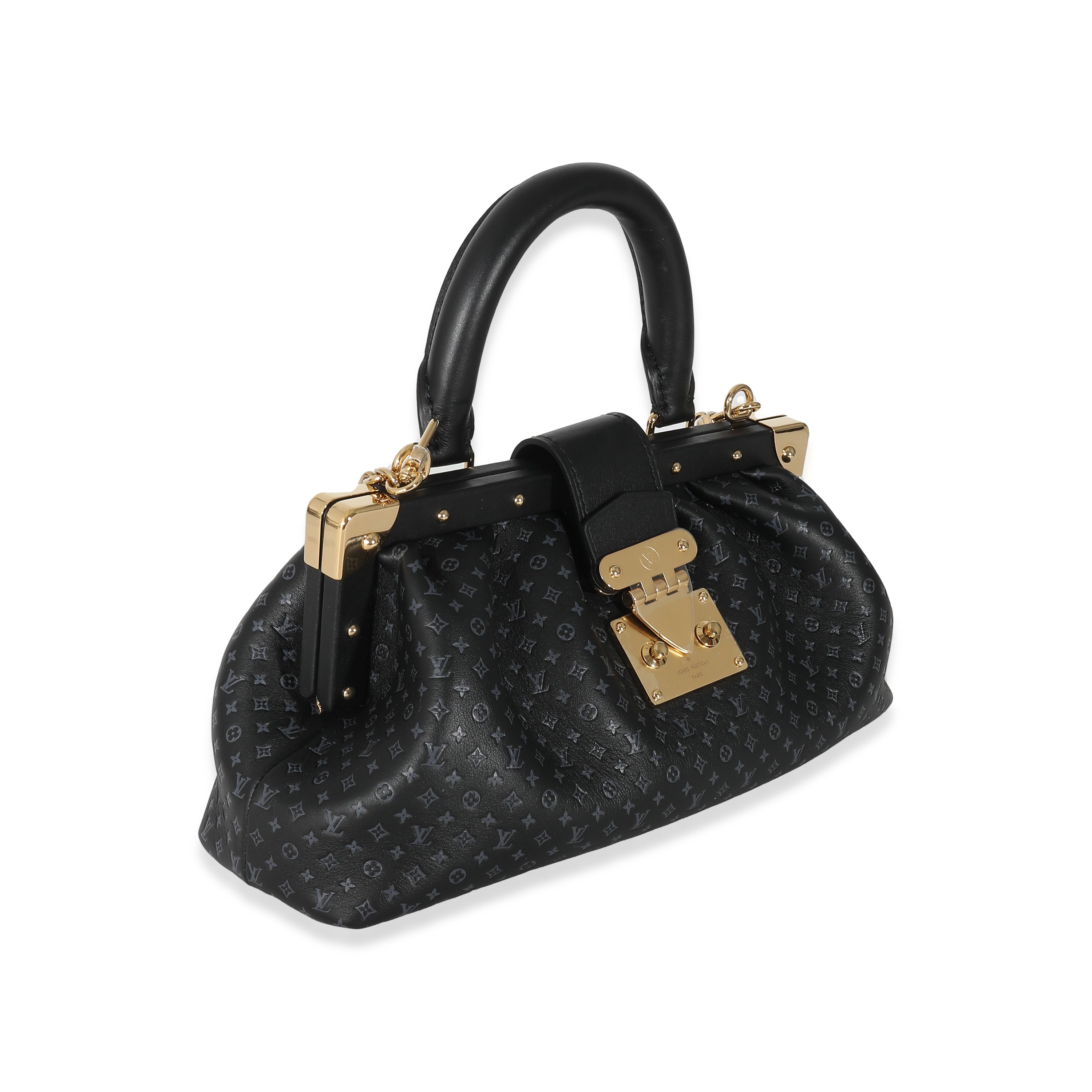 Louis Vuitton Louis Vuitton Black Monogram Embossed Calfskin Nanogram Clutch