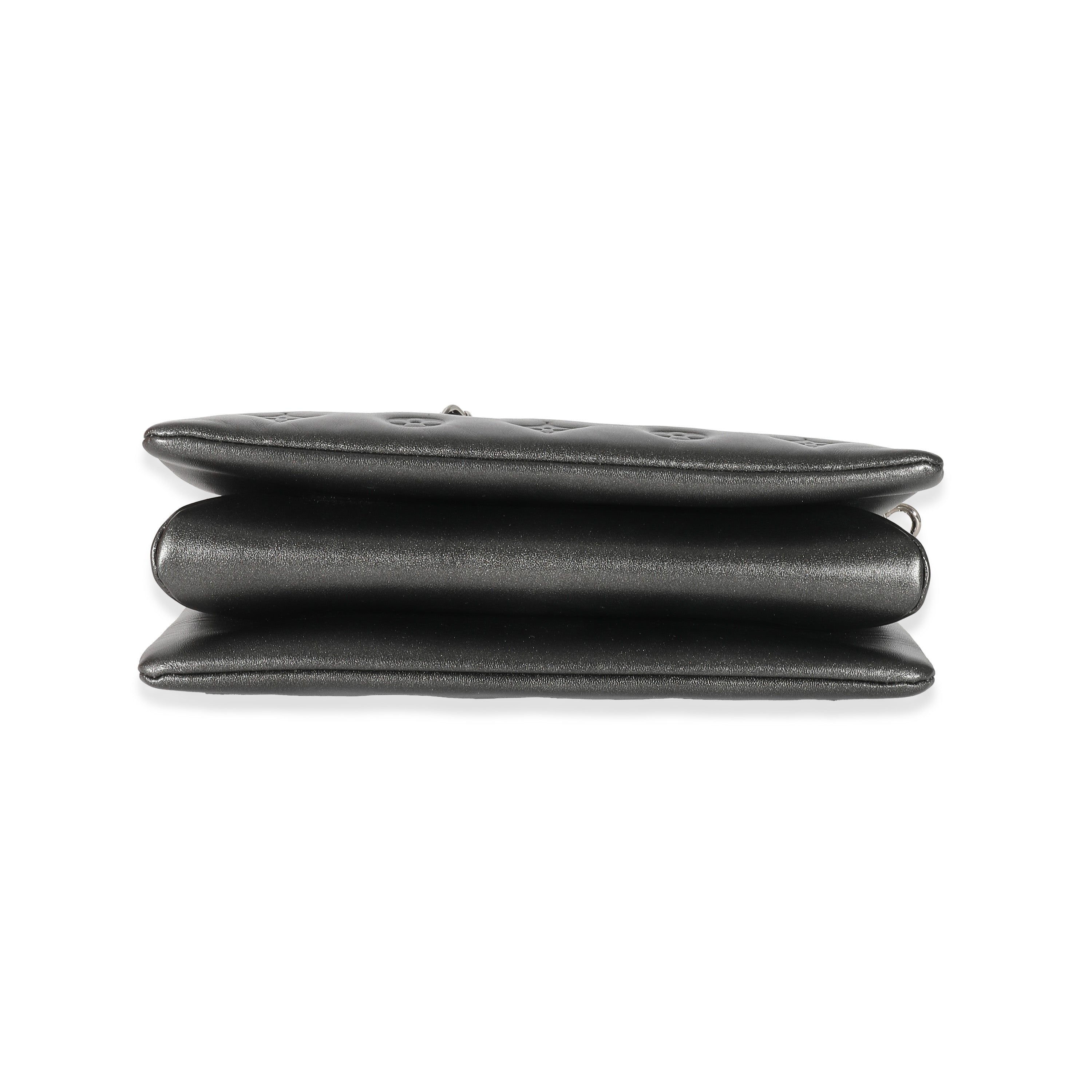 Louis Vuitton Louis Vuitton Anthracite Lambskin Embossed Monogram Coussin PM