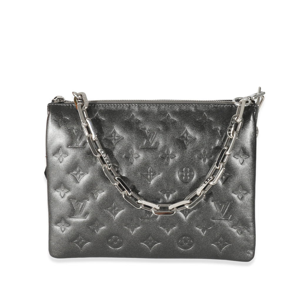 Louis Vuitton Louis Vuitton Anthracite Lambskin Embossed Monogram Coussin PM