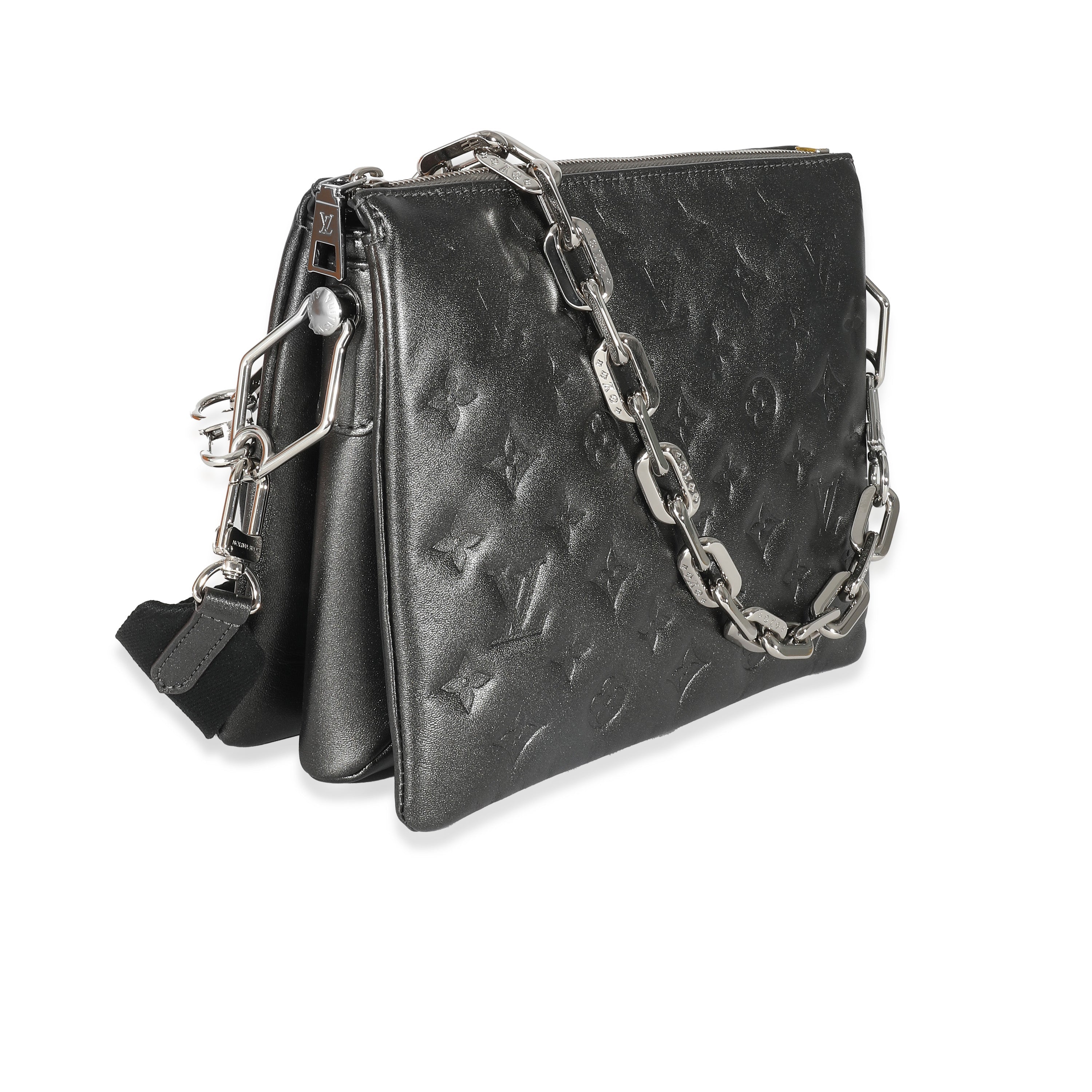 Louis Vuitton Louis Vuitton Anthracite Lambskin Embossed Monogram Coussin PM