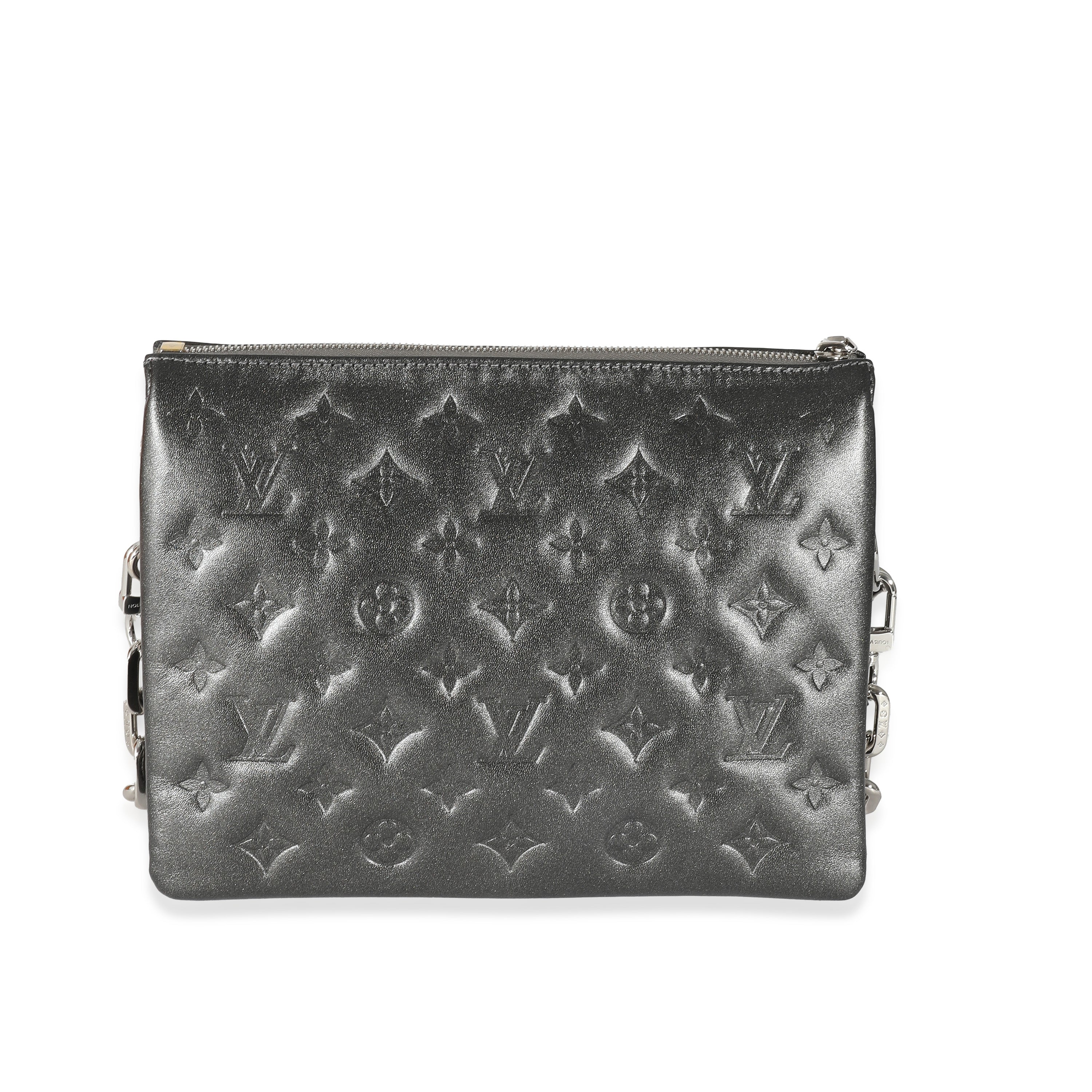 Louis Vuitton Louis Vuitton Anthracite Lambskin Embossed Monogram Coussin PM