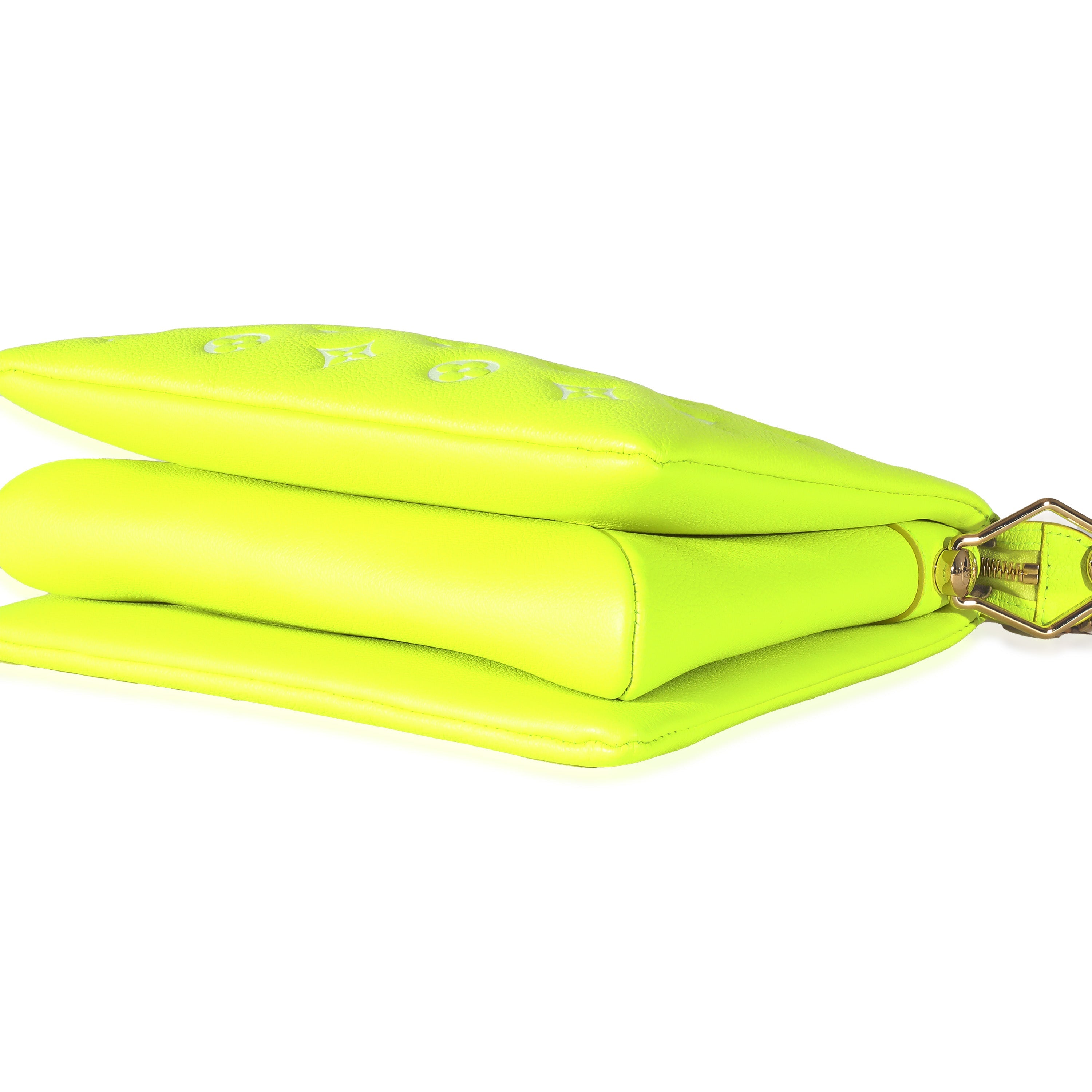 Louis Vuitton Louis Vuitton Fluorescent Yellow Calfskin Embossed Monogram LV Match Coussin PM