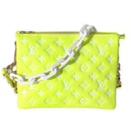 Louis Vuitton Louis Vuitton Fluorescent Yellow Calfskin Embossed Monogram LV Match Coussin PM