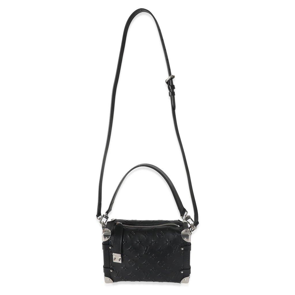 Louis Vuitton Louis Vuitton Black Debossed Monogram Calfskin Side Trunk MM