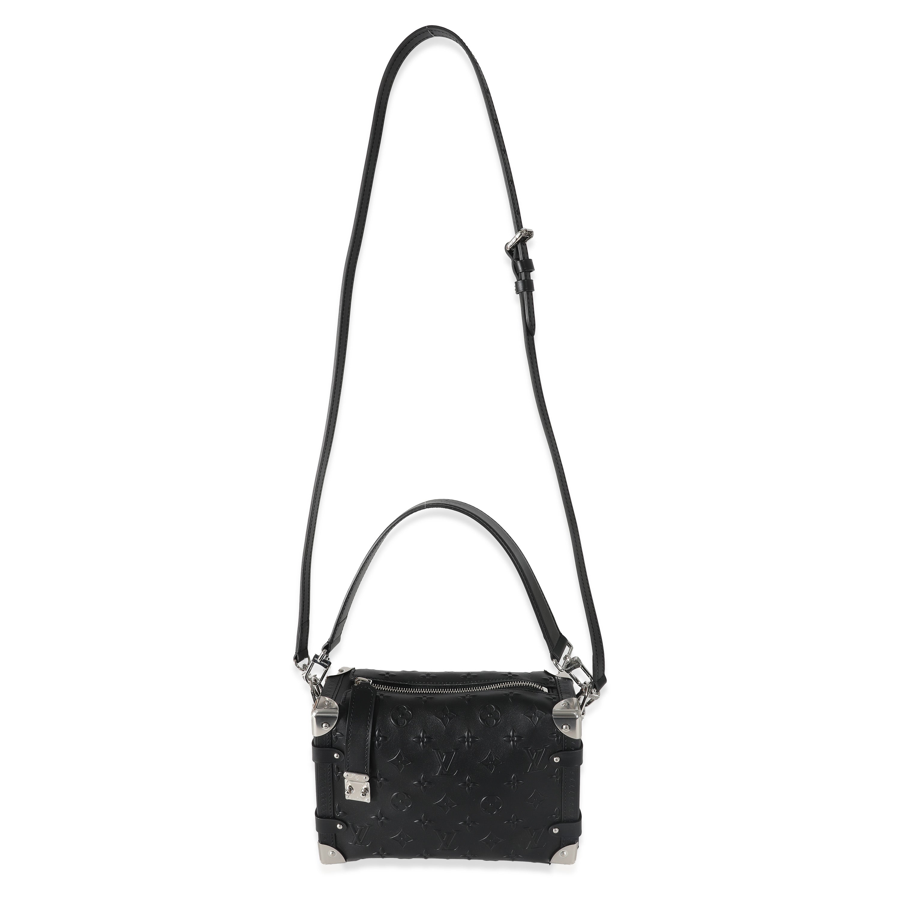 Louis Vuitton Louis Vuitton Black Debossed Monogram Calfskin Side Trunk MM