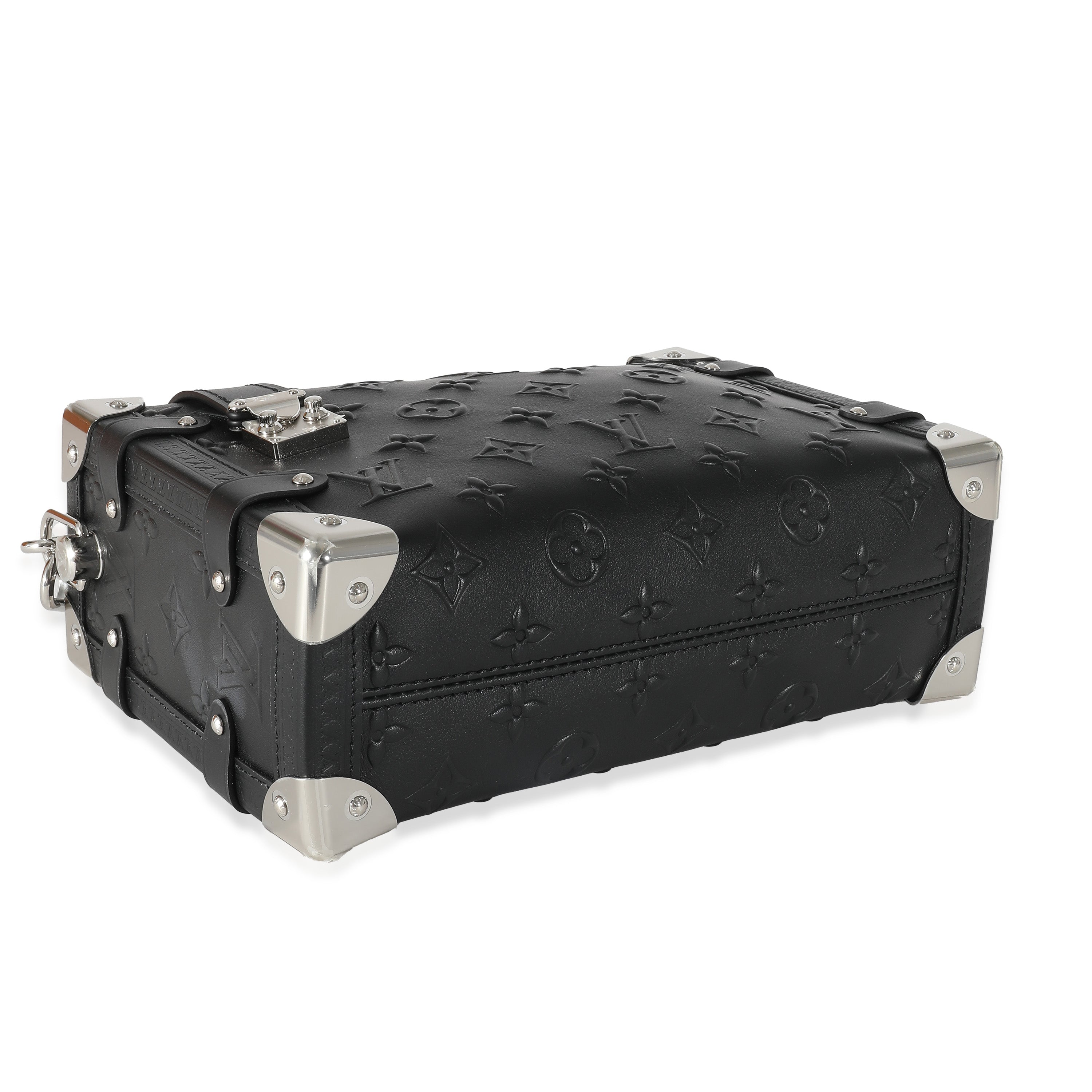 Louis Vuitton Louis Vuitton Black Debossed Monogram Calfskin Side Trunk MM