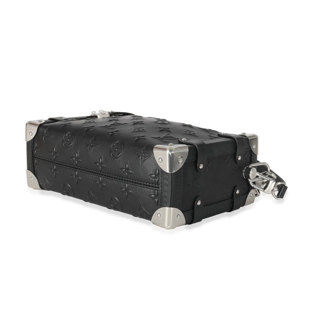Louis Vuitton Louis Vuitton Black Debossed Monogram Calfskin Side Trunk MM
