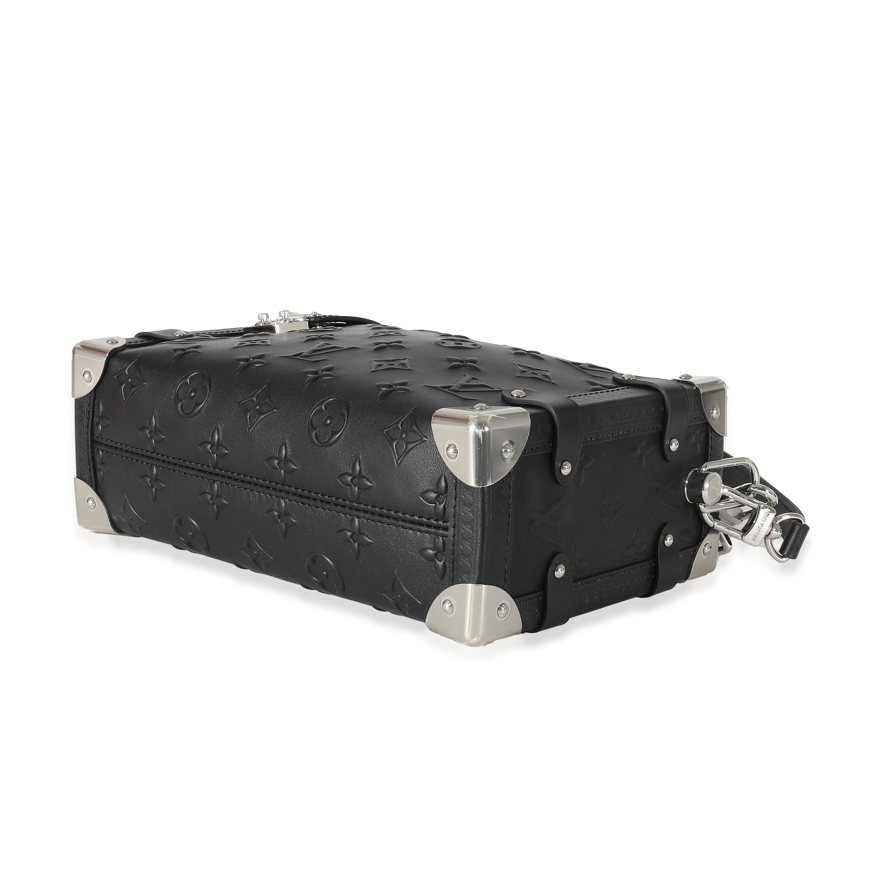 Louis Vuitton Louis Vuitton Black Debossed Monogram Calfskin Side Trunk MM