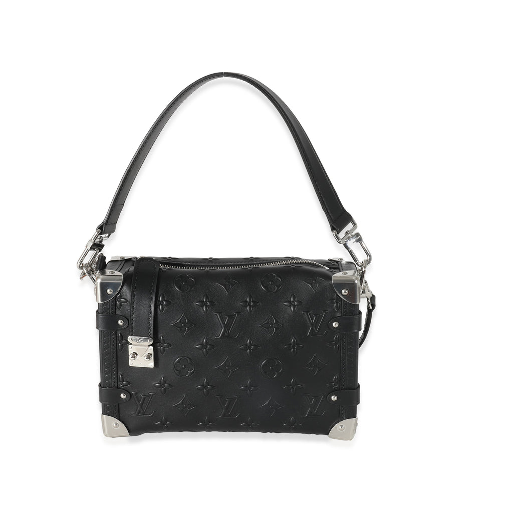 Louis Vuitton Louis Vuitton Black Debossed Monogram Calfskin Side Trunk MM