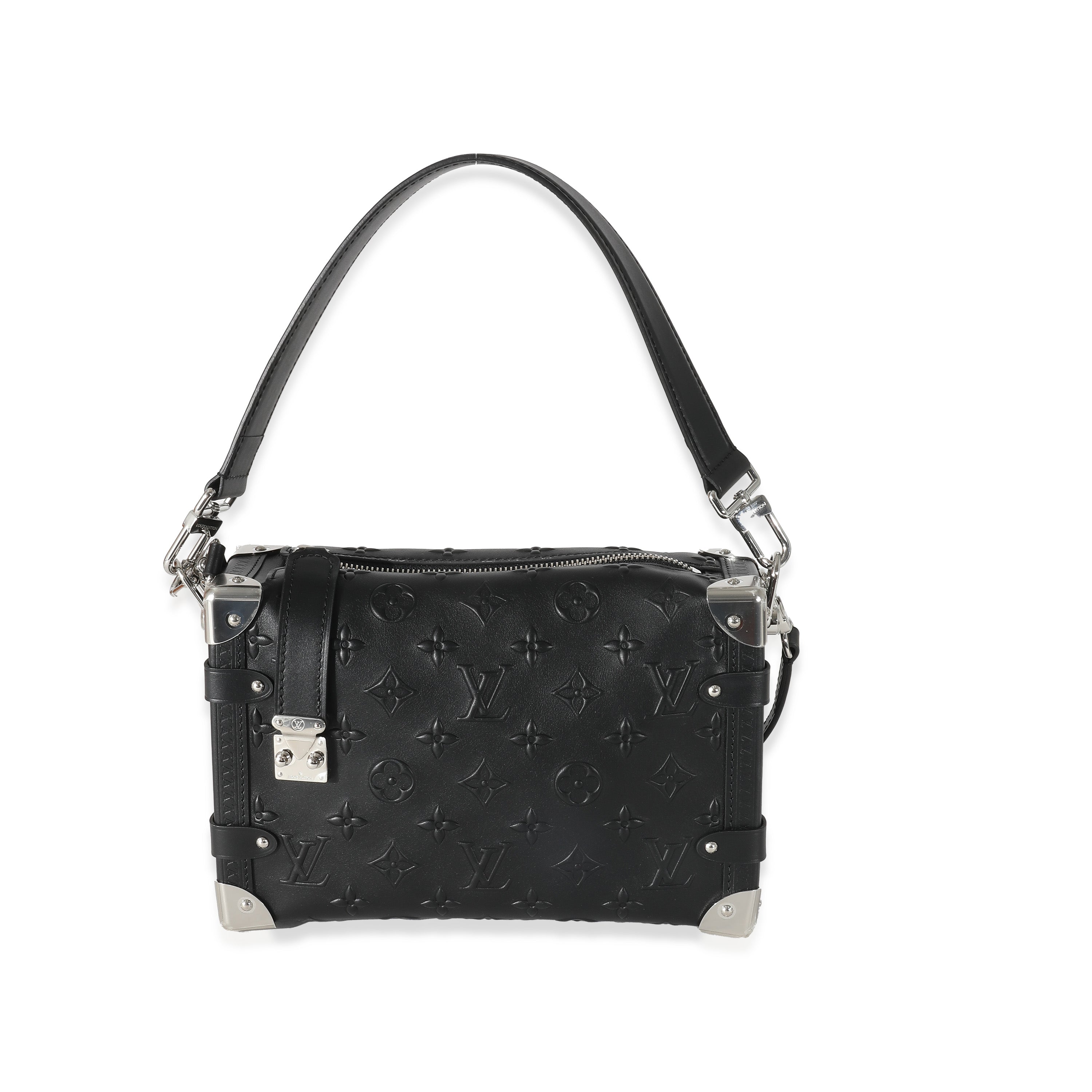 Louis Vuitton Louis Vuitton Black Debossed Monogram Calfskin Side Trunk MM