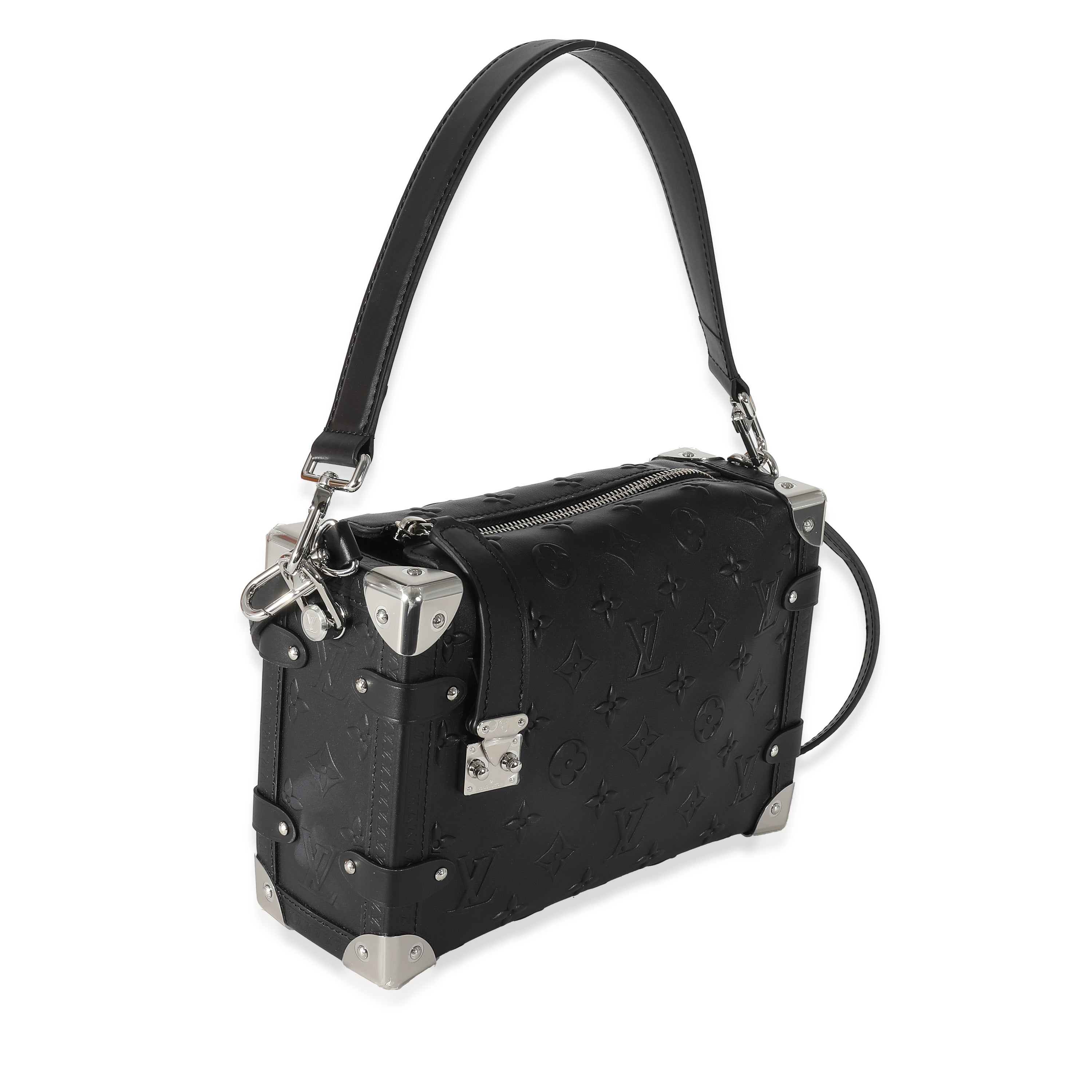 Louis Vuitton Louis Vuitton Black Debossed Monogram Calfskin Side Trunk MM