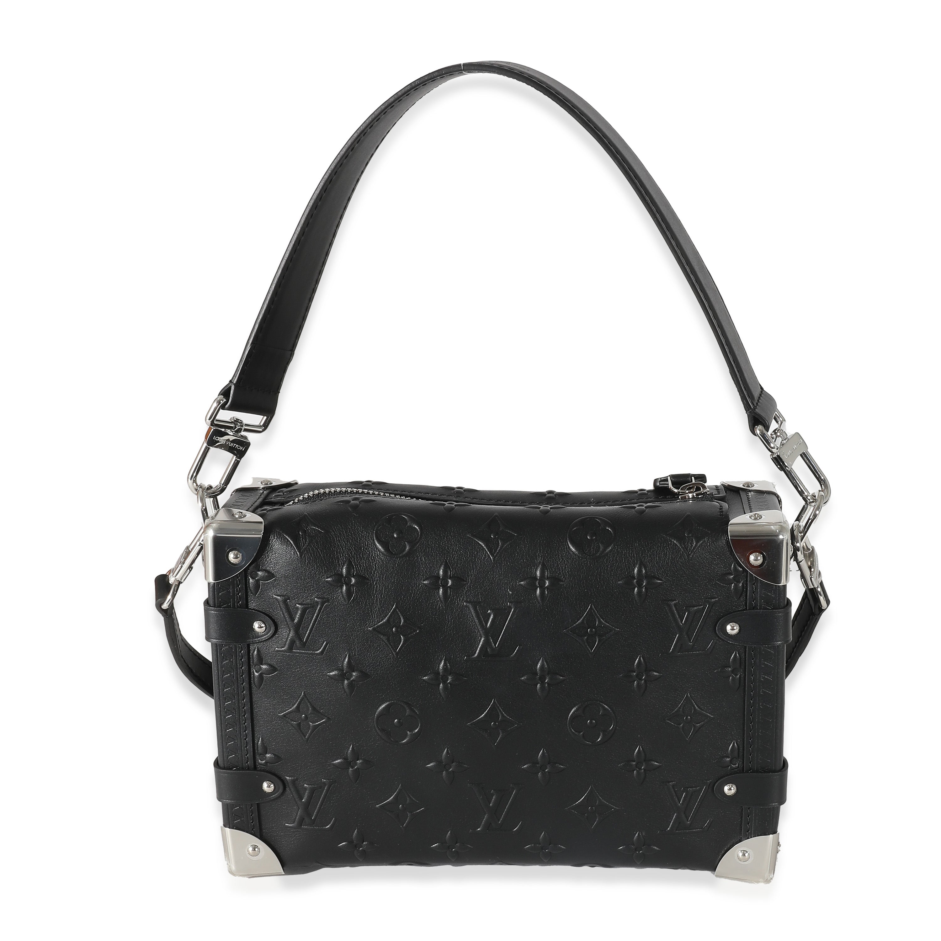 Louis Vuitton Louis Vuitton Black Debossed Monogram Calfskin Side Trunk MM