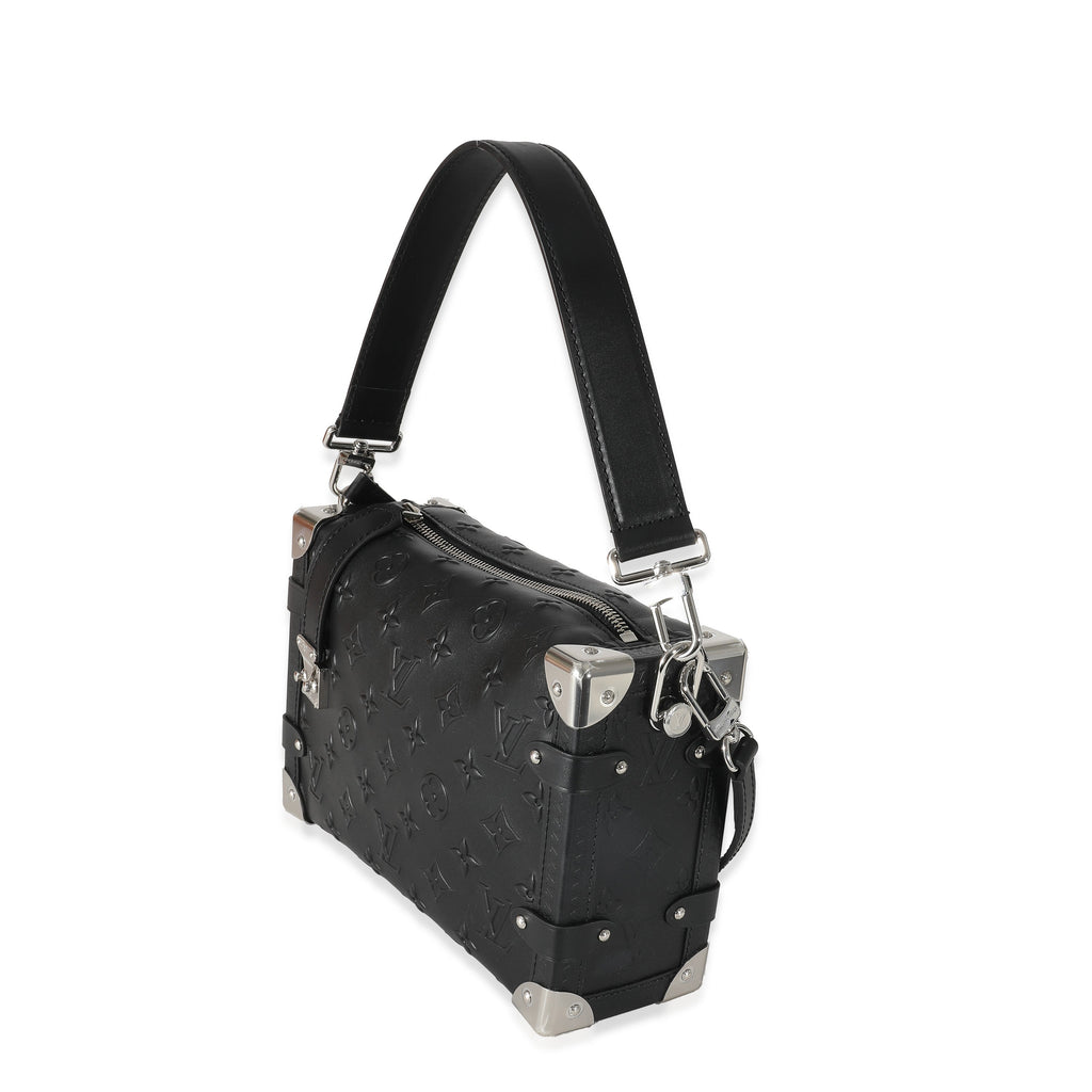Louis Vuitton Louis Vuitton Black Debossed Monogram Calfskin Side Trunk MM