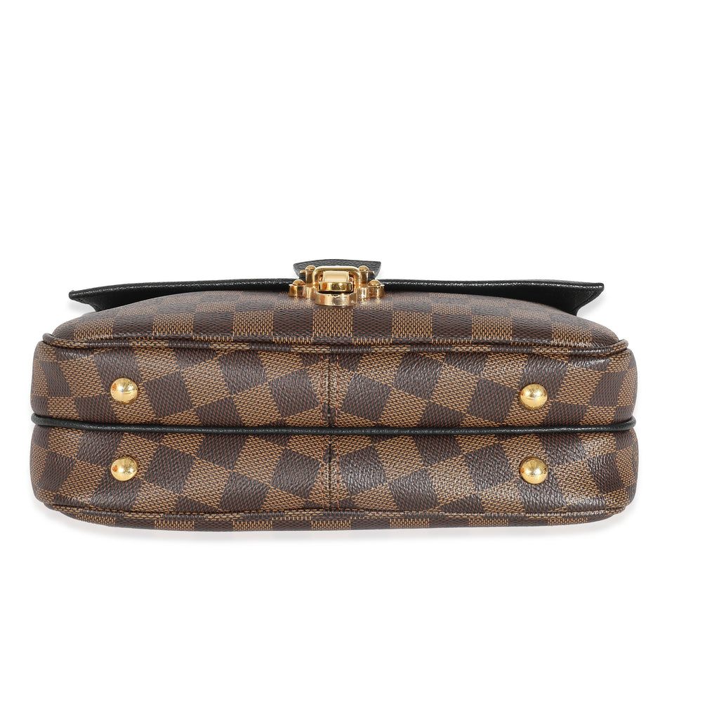 Louis Vuitton Black Leather Damier Ebene Canvas Clapton PM