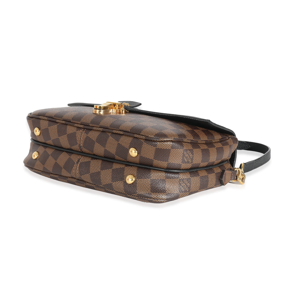 Louis Vuitton Black Leather Damier Ebene Canvas Clapton PM
