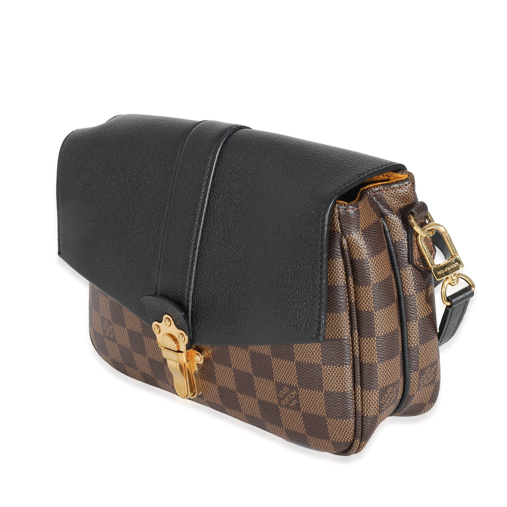 Louis Vuitton Black Leather Damier Ebene Canvas Clapton PM