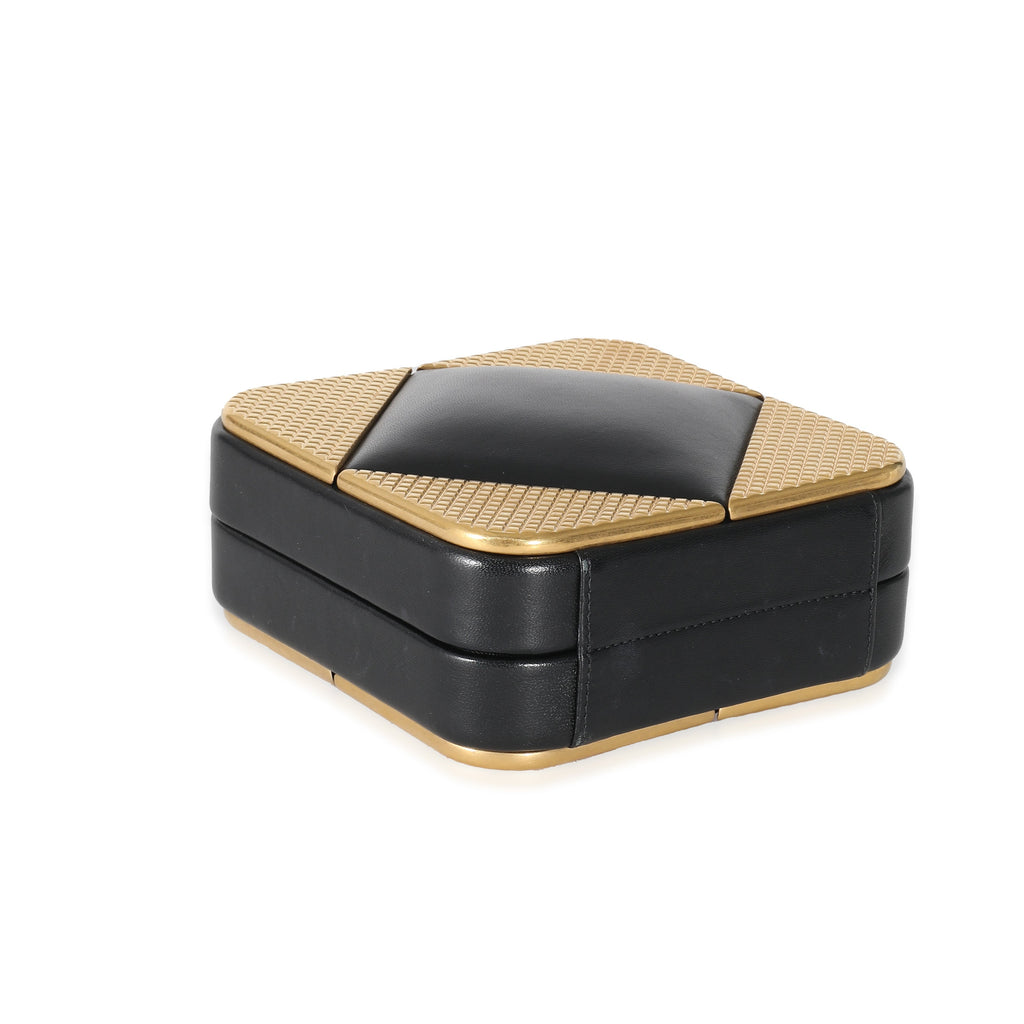 Chanel Black Lambskin Gold Metal Square CC Clutch