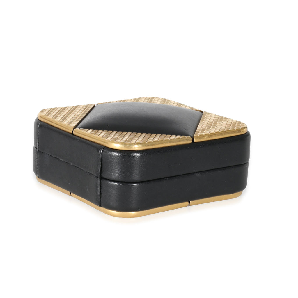 Chanel Black Lambskin Gold Metal Square CC Clutch