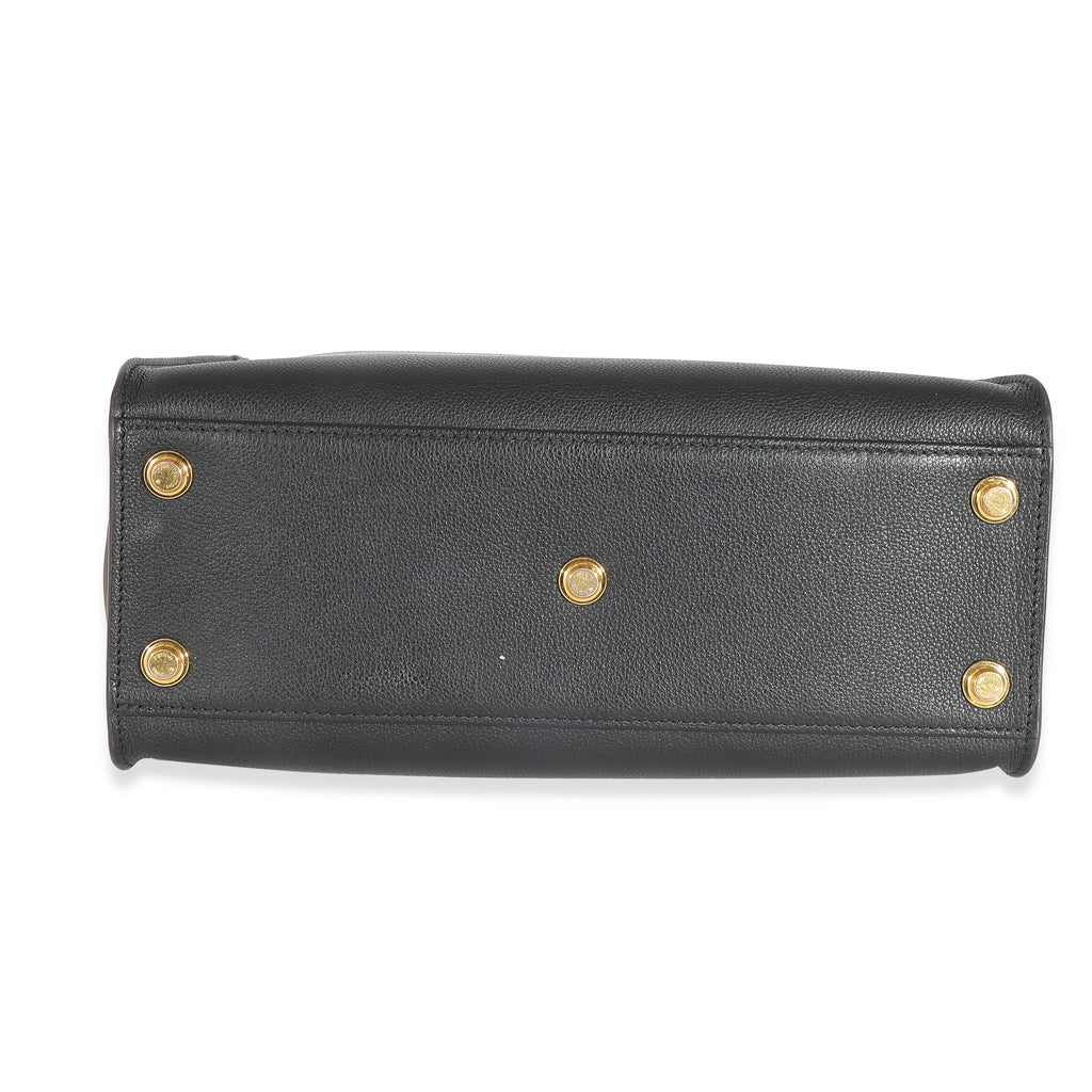 Louis Vuitton Louis Vuitton Black Calfskin Monogram Canvas On My Side MM