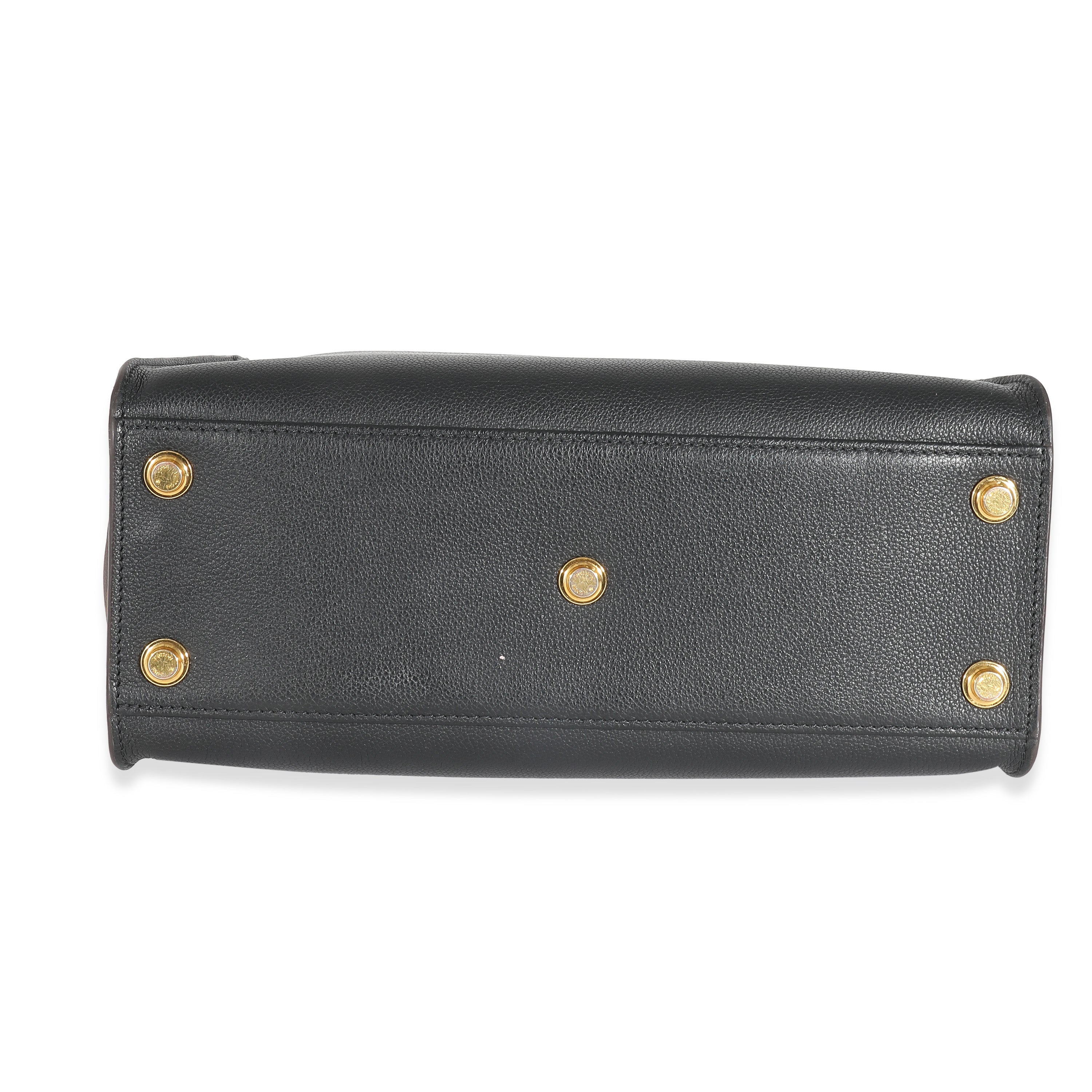 Louis Vuitton Louis Vuitton Black Calfskin Monogram Canvas On My Side MM