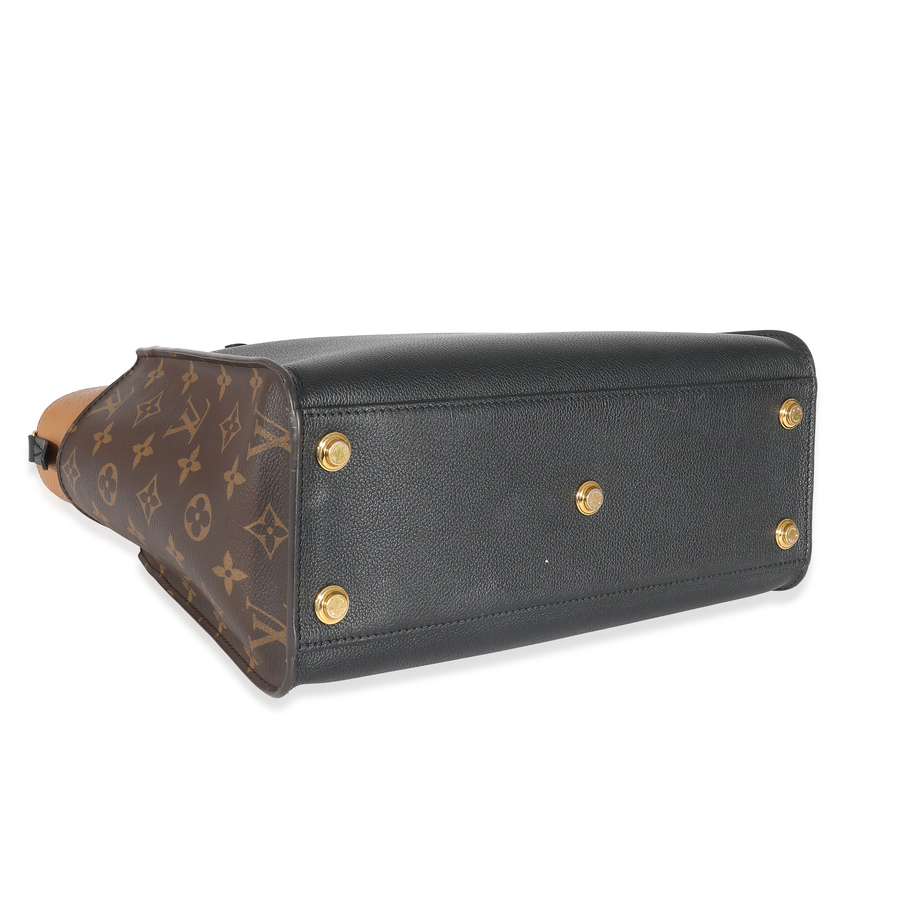Louis Vuitton Louis Vuitton Black Calfskin Monogram Canvas On My Side MM