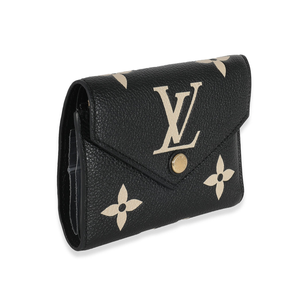 Louis Vuitton Black Beige Bicolor Giant Monogram Empreinte Victorine Wallet