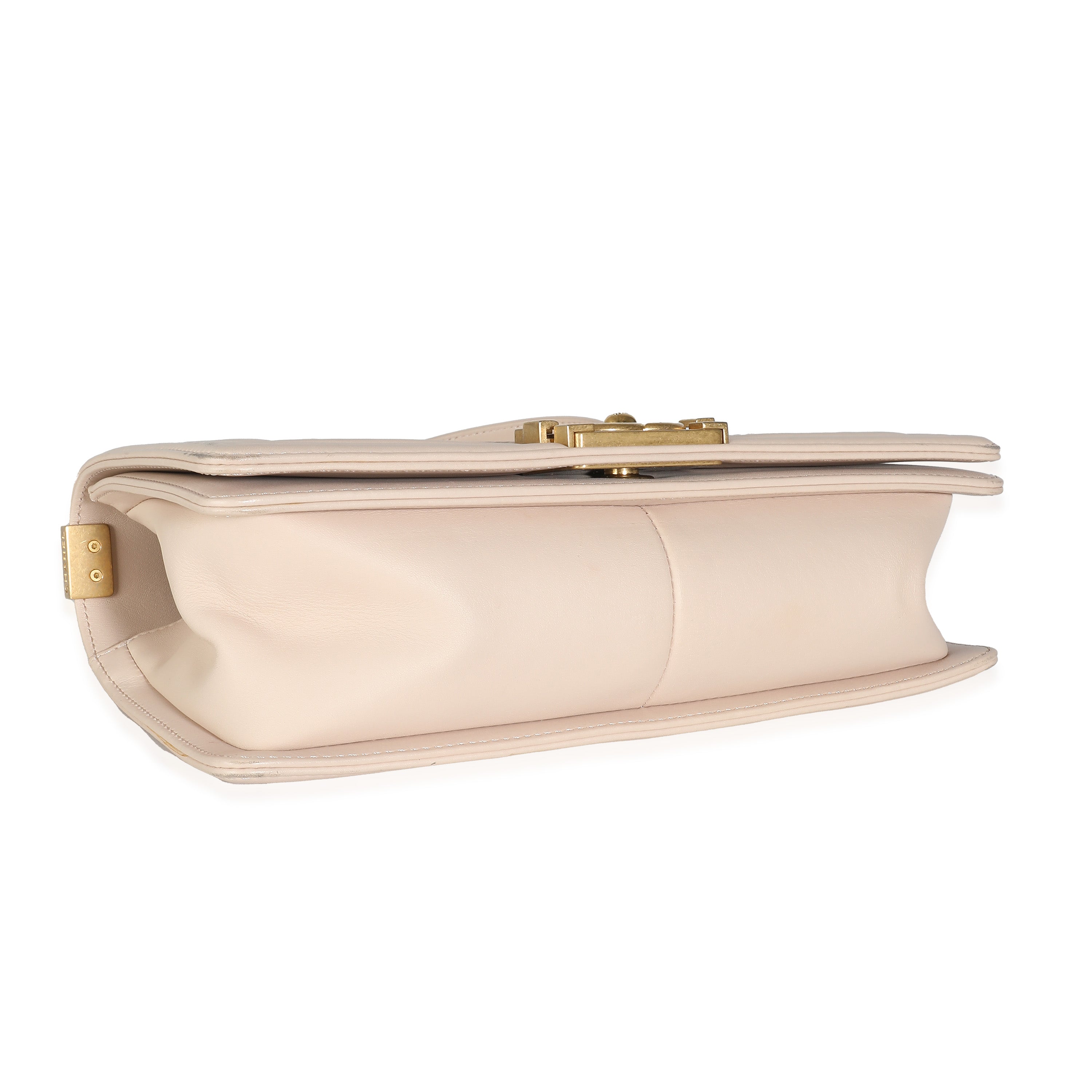 Chanel Beige Caviar Suede Calfskin Chevron Medium Boy Handbag