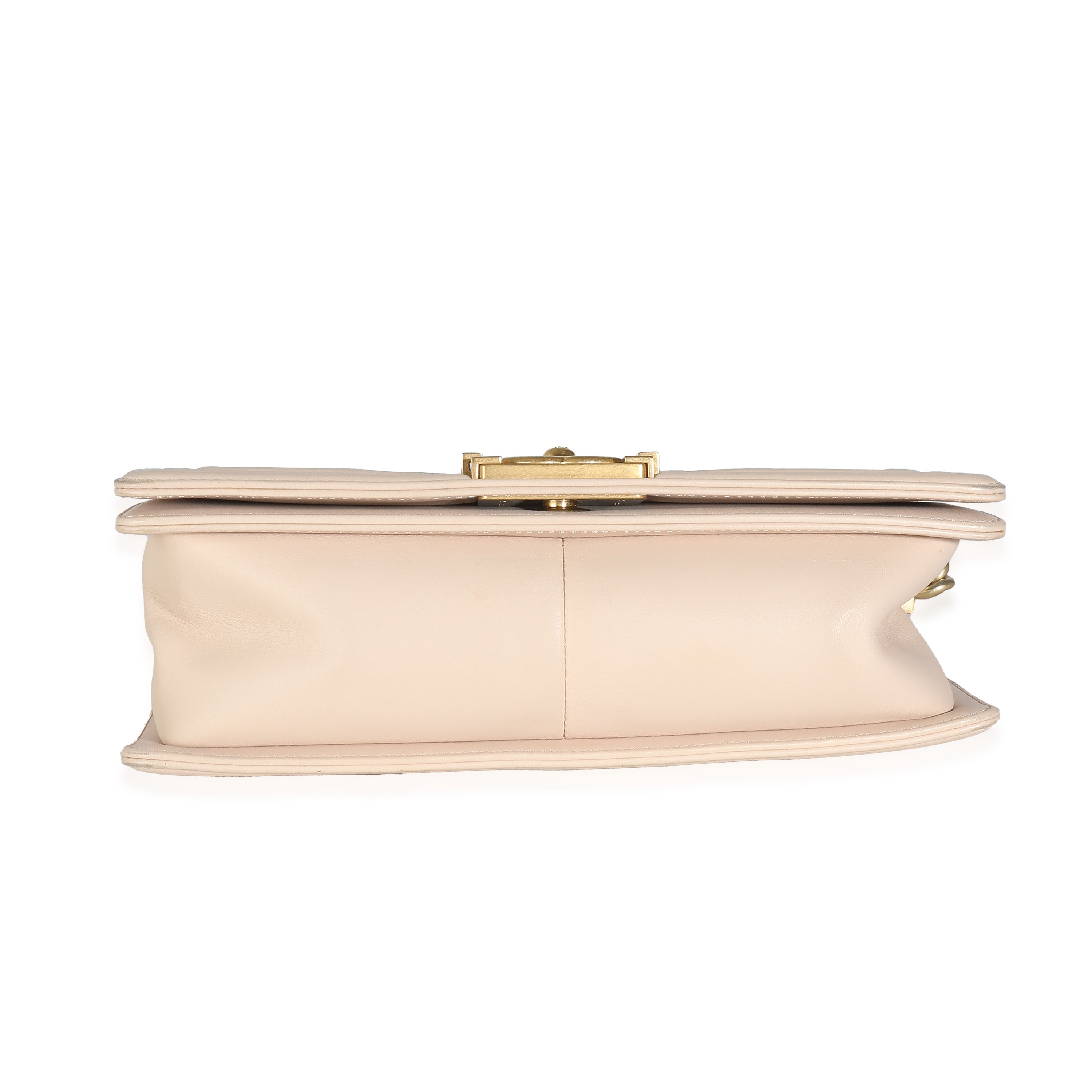 Chanel Beige Caviar Suede Calfskin Chevron Medium Boy Handbag