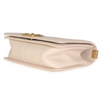 Chanel Beige Caviar Suede Calfskin Chevron Medium Boy Handbag
