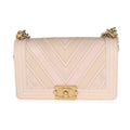 Chanel Beige Caviar Suede Calfskin Chevron Medium Boy Handbag