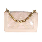 Chanel Beige Caviar Suede Calfskin Chevron Medium Boy Handbag
