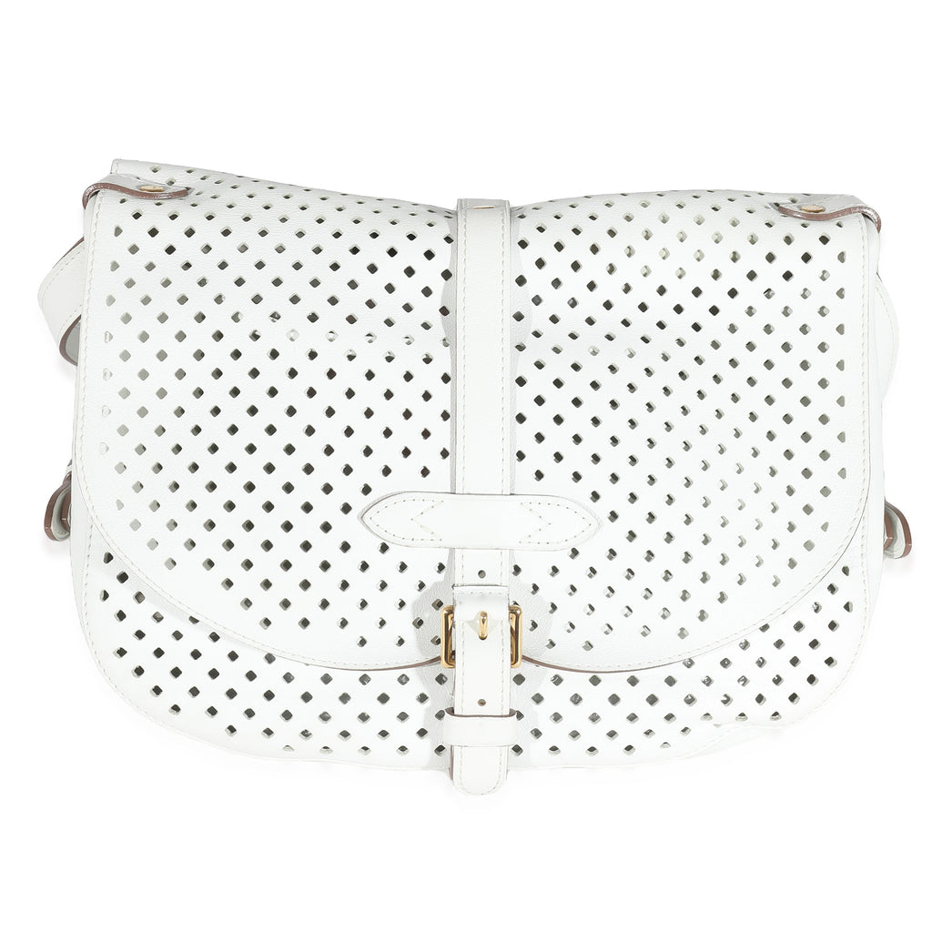 Louis Vuitton White Perforated Leather Sofia Coppola Flore Saumur
