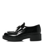 Prada Spazzolato Metal Triangle Logo 50mm Loafers 36 Black