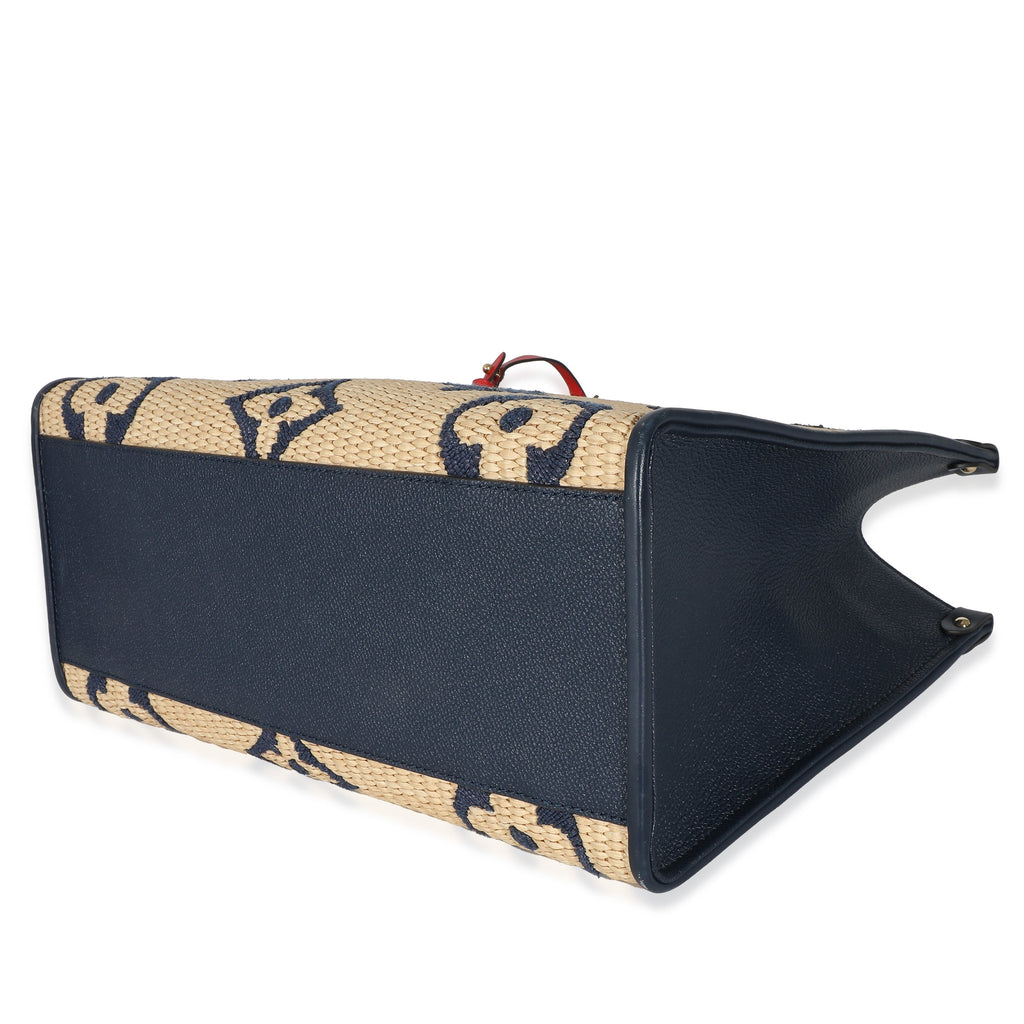 Louis Vuitton Louis Vuitton Navy Calfskin Monogram Raffia Giant OnTheGo MM