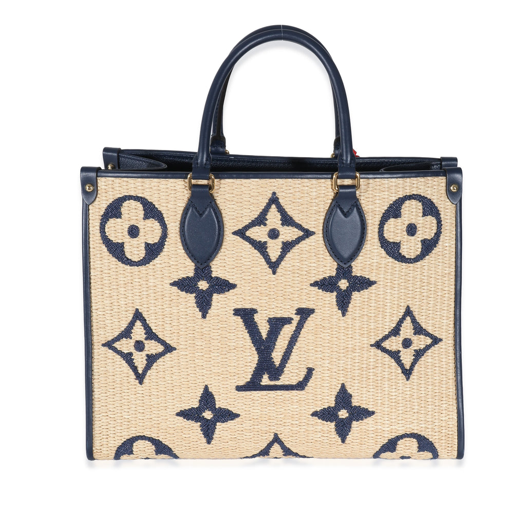 Louis Vuitton Louis Vuitton Navy Calfskin Monogram Raffia Giant OnTheGo MM