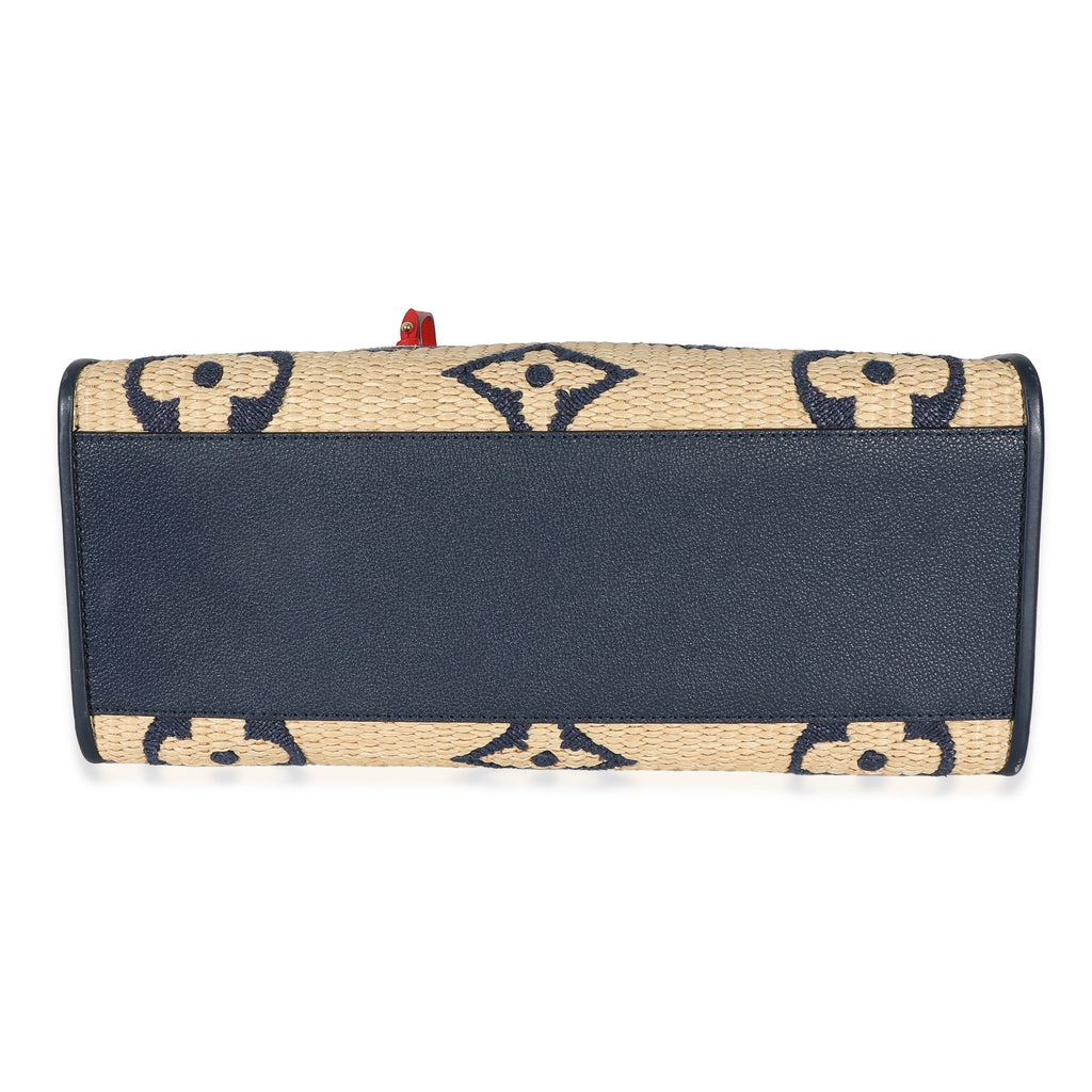 Louis Vuitton Louis Vuitton Navy Calfskin Monogram Raffia Giant OnTheGo MM